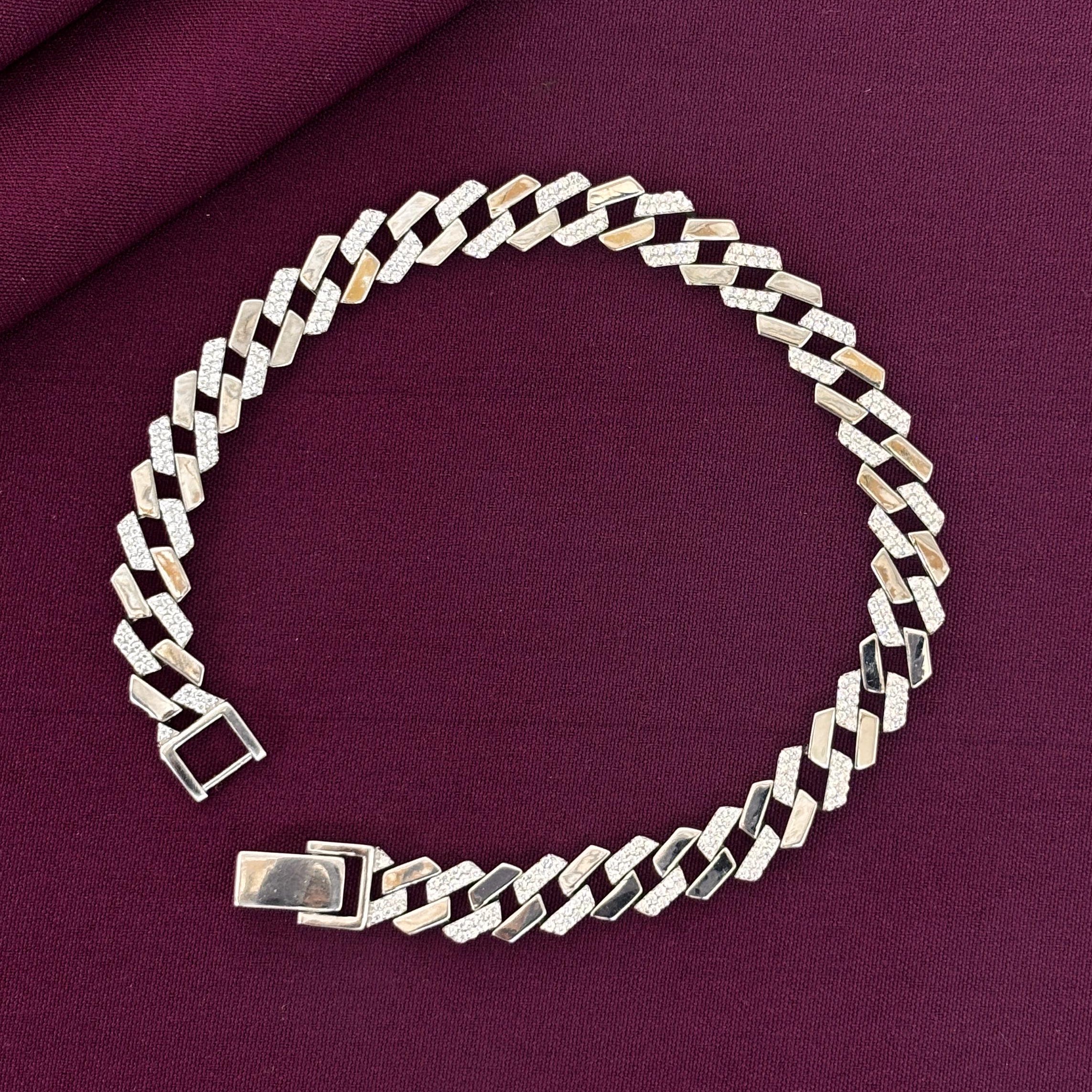 Gents Silver cuban Bracelet Zaviraa 1