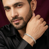 Men’s Silver Engraved Flat Kada | Designer Pattern Bracelet | 925 Sterling Silver
