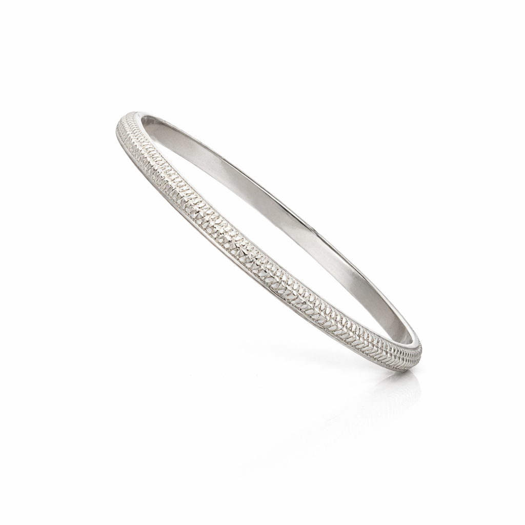 Men's Hammered Silver Texture Kada Bracelet | Zaviraa