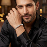 Men's Hammered Silver Texture Kada Bracelet | Zaviraa