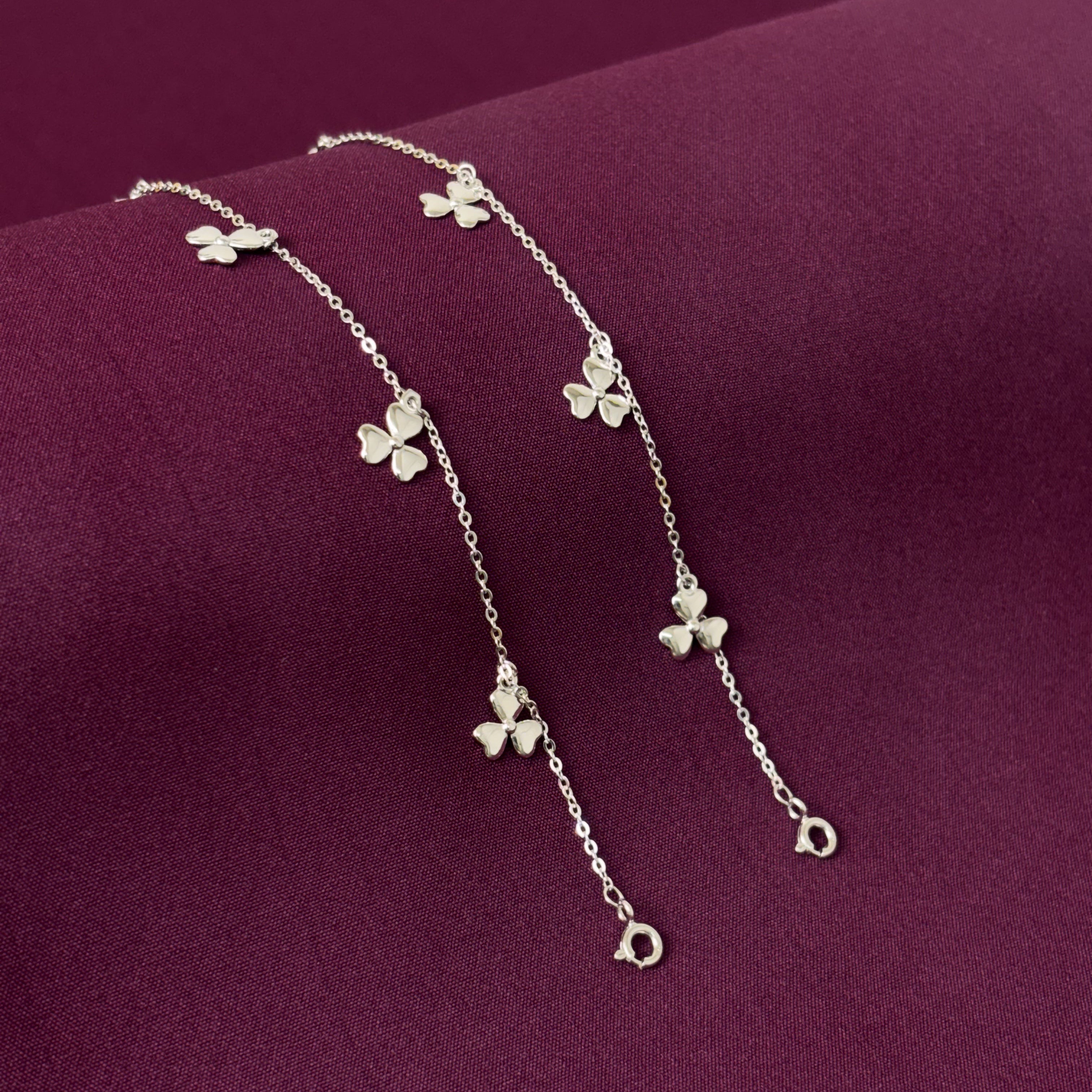 925 Sterling Silver Flower Charm Anklet for Women