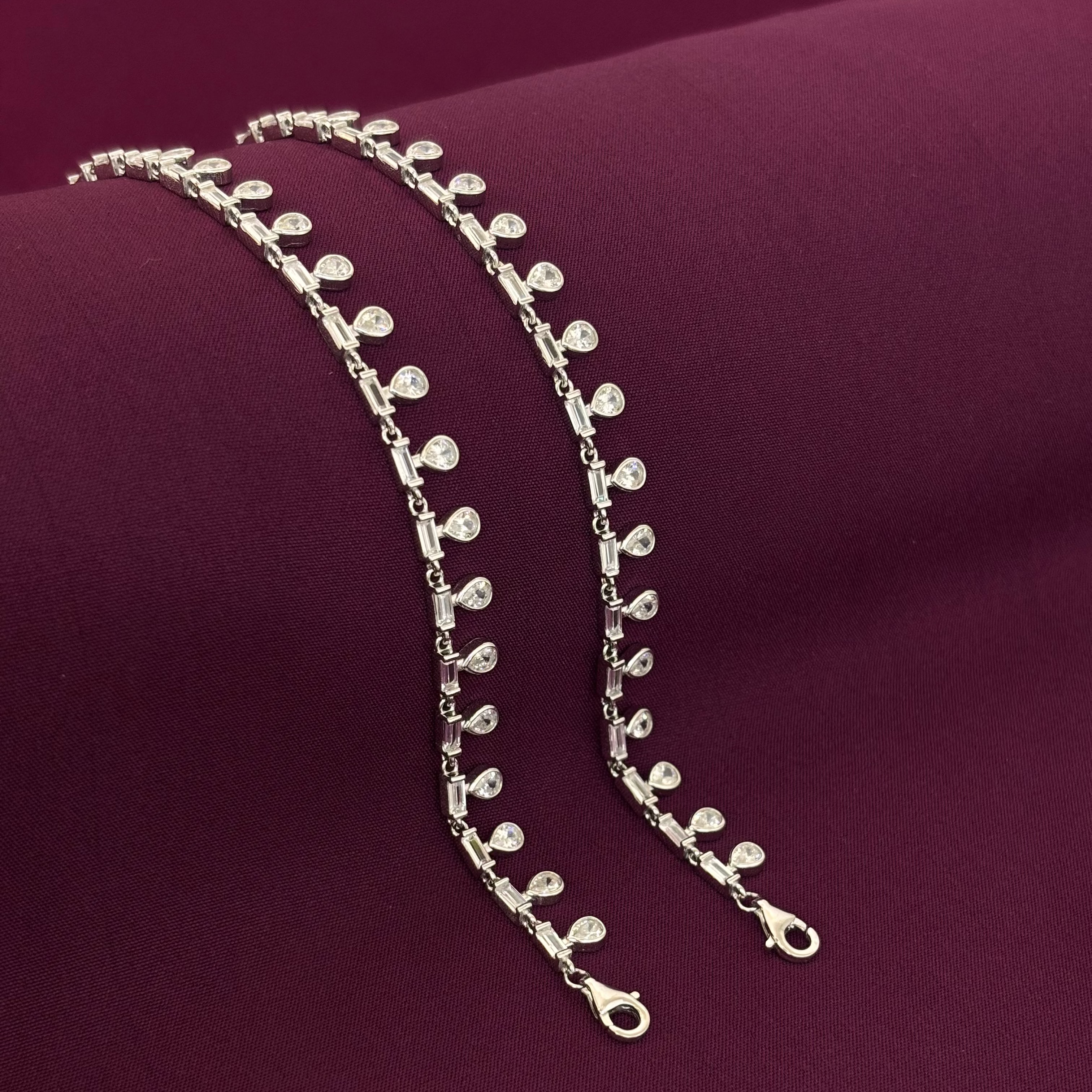 Elegant Teardrop CZ 925 Silver Anklet for Women