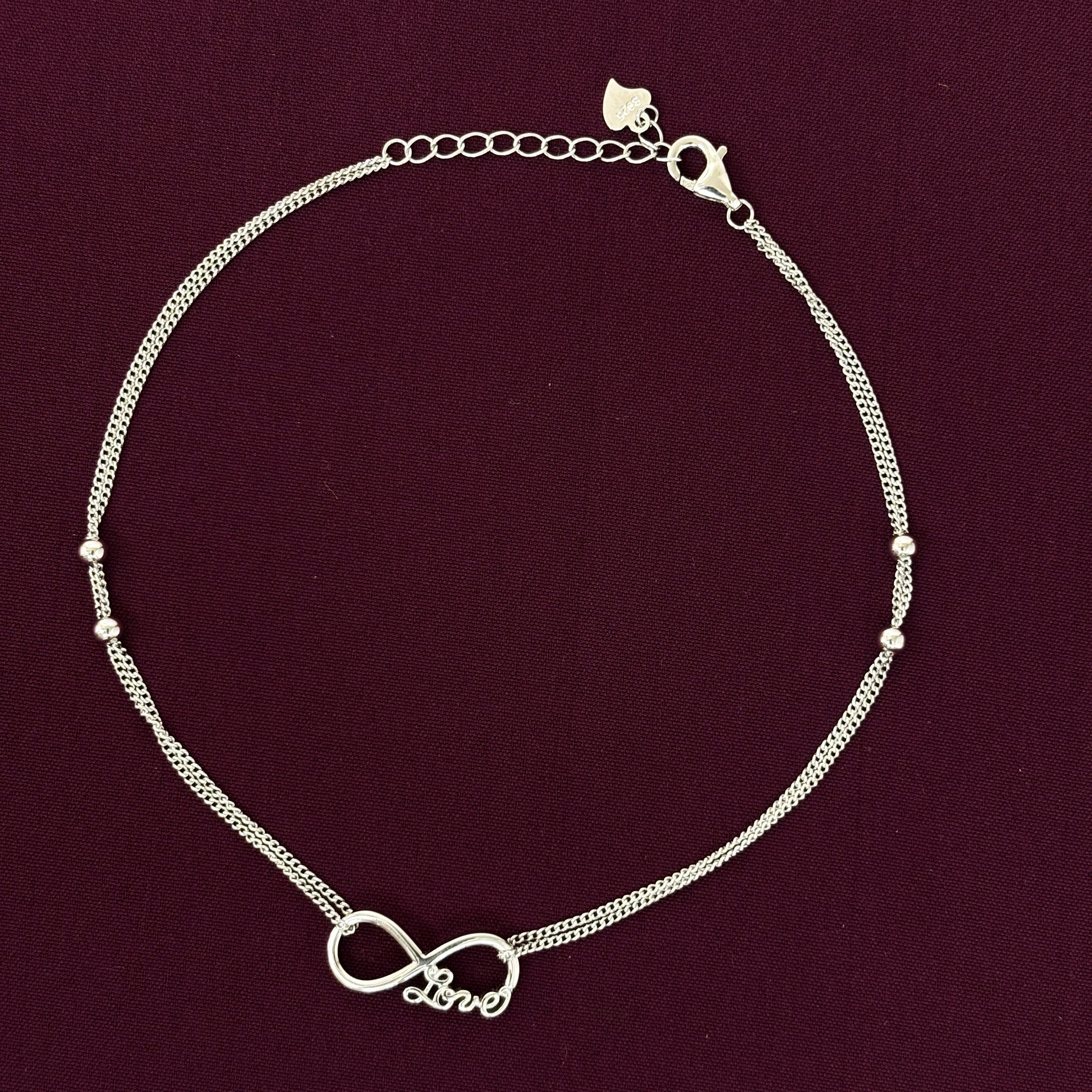 Zaviraa Infinity Love 925 Silver Anklet | Symbol of Endless Love Payal
