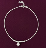Minimal Heart Charm 925 Silver Anklet | Elegant Everyday Payal