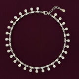 Elegant Teardrop CZ 925 Silver Anklet for Women
