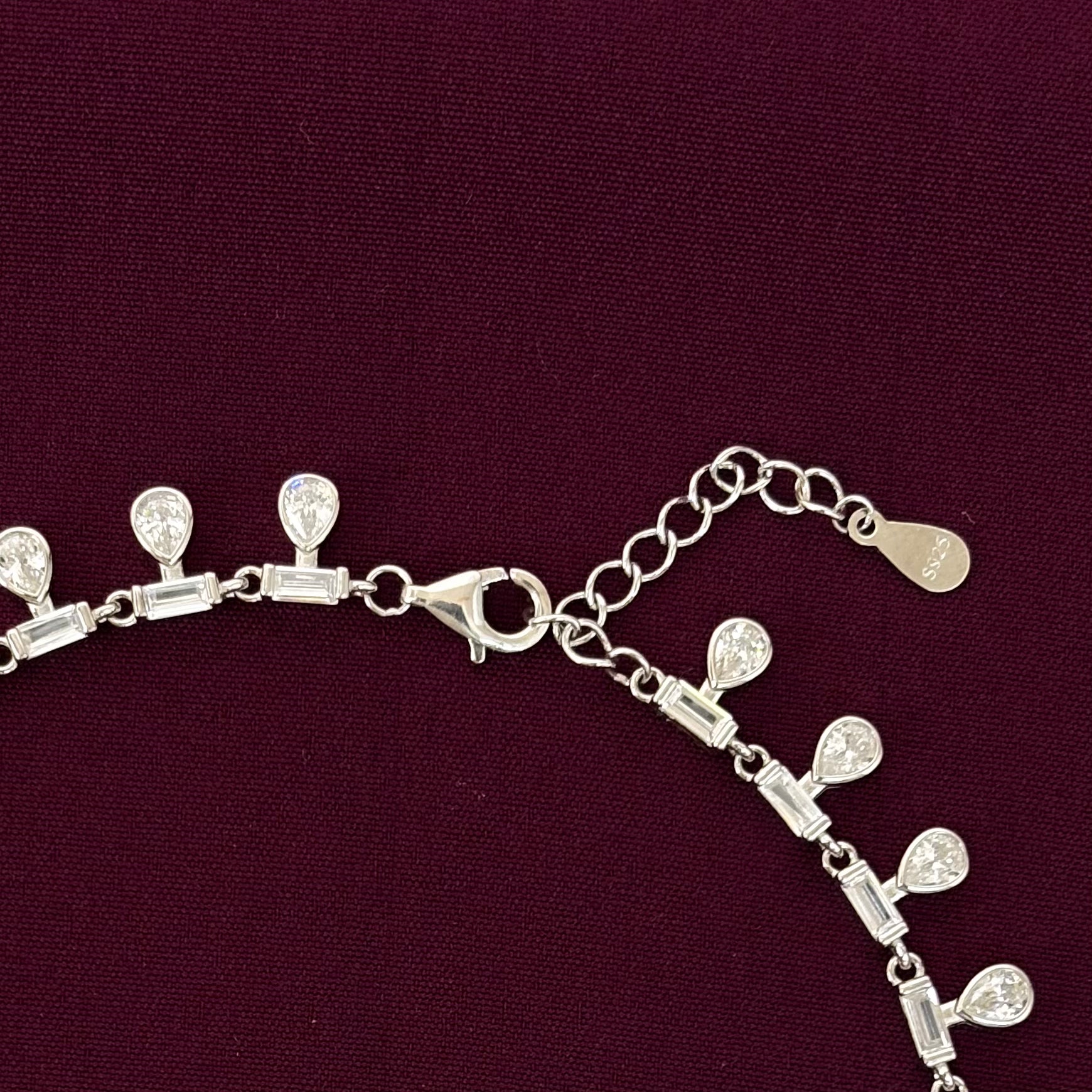 Elegant Teardrop CZ 925 Silver Anklet for Women