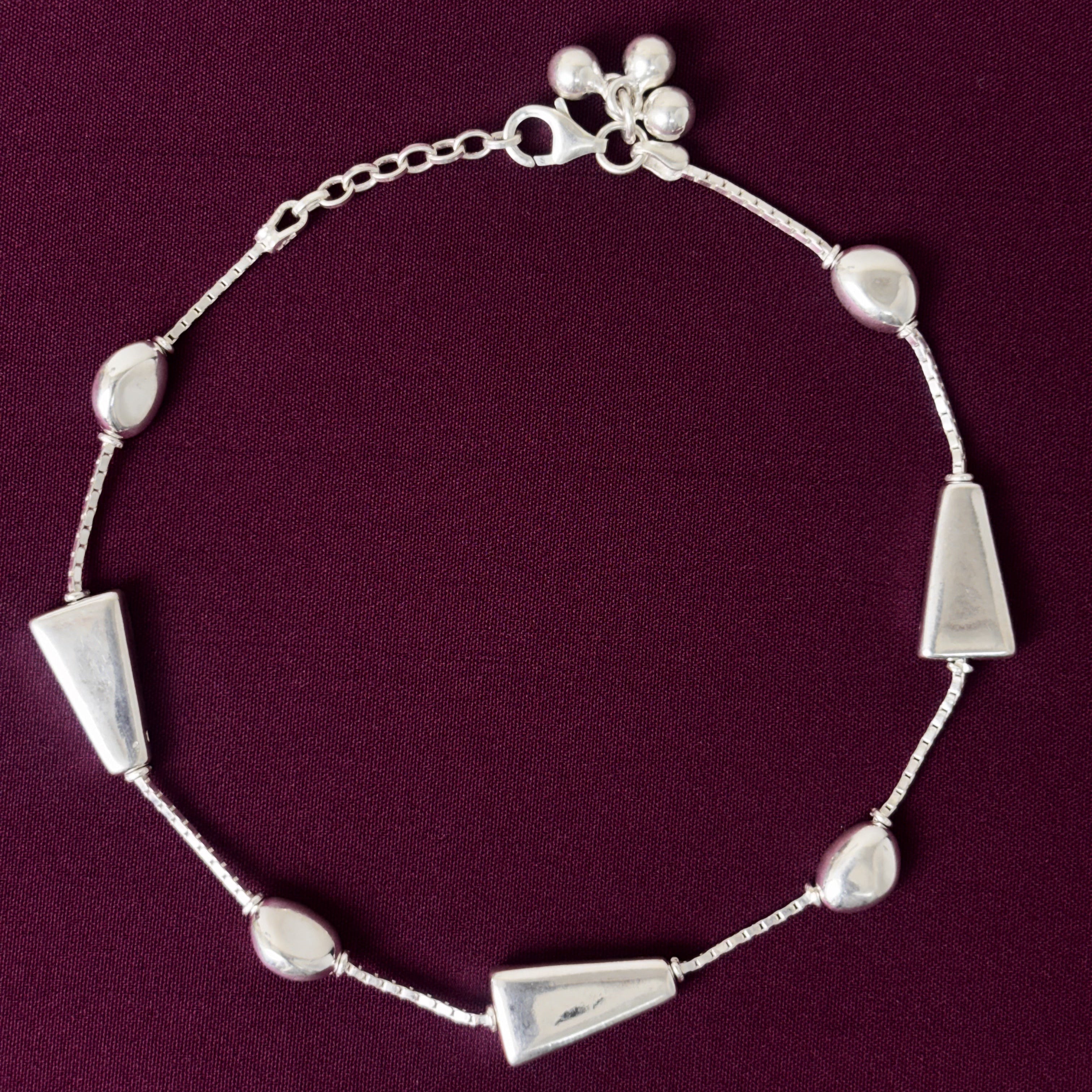 925 Sterling Silver Geometric Design Anklet for Women