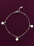 925 Sterling Silver Pearl Drop Anklet for Women