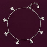 925 Sterling Silver Flower Charm Anklet for Women