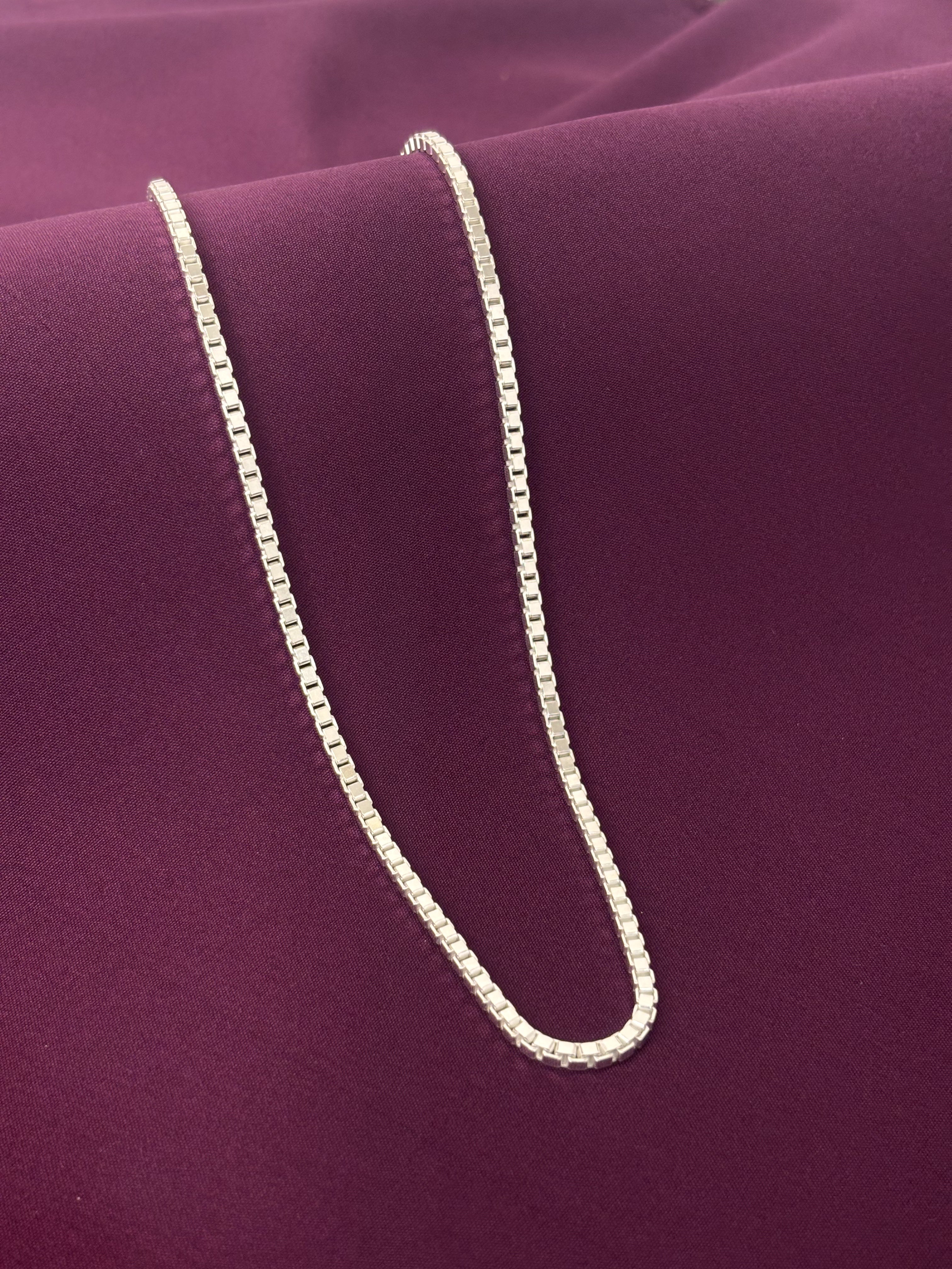 Mens 925 Sterling Silver Box Chain | Classic Solid Silver Chain for Men