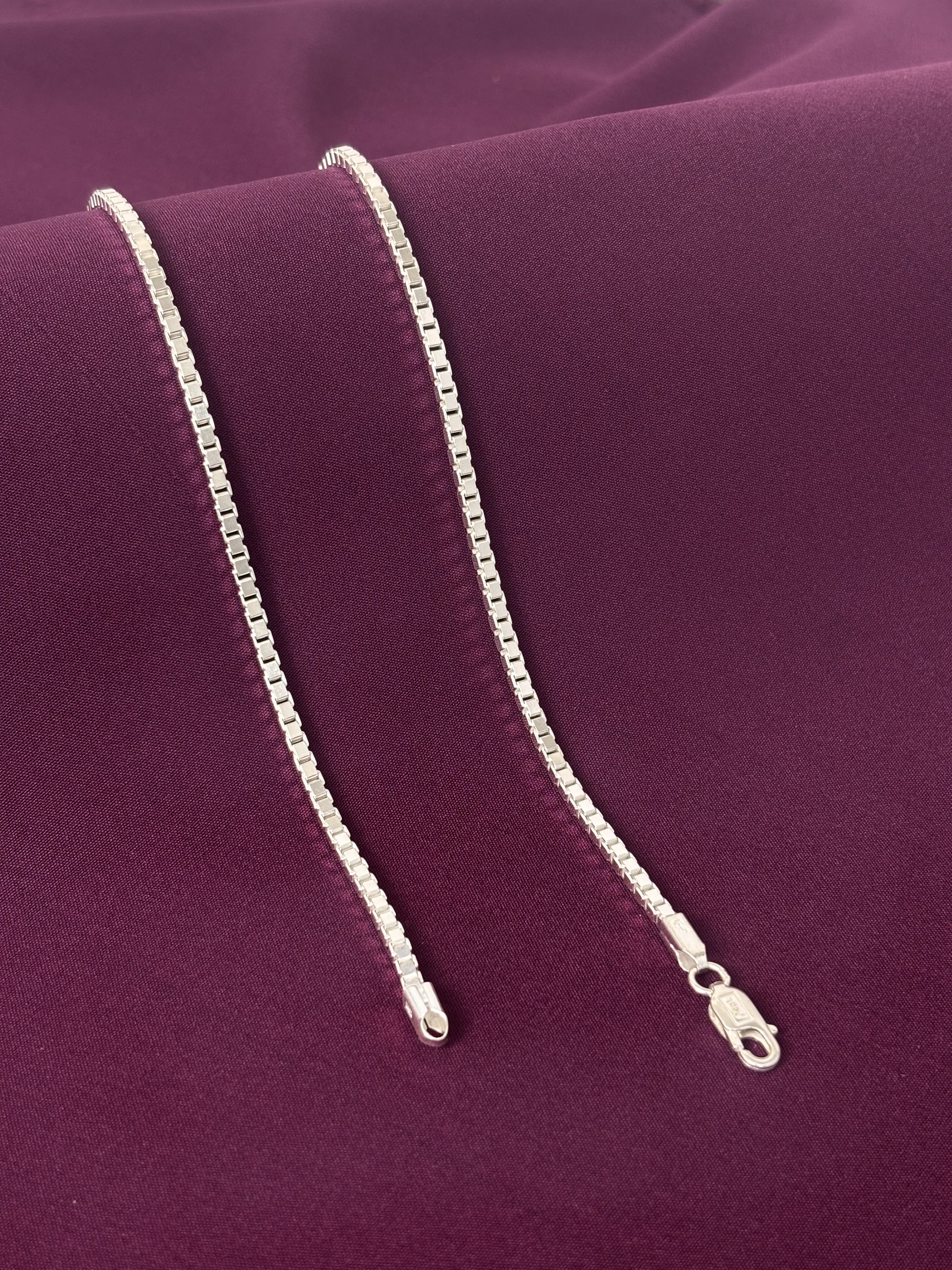 Mens 925 Sterling Silver Box Chain | Classic Solid Silver Chain for Men