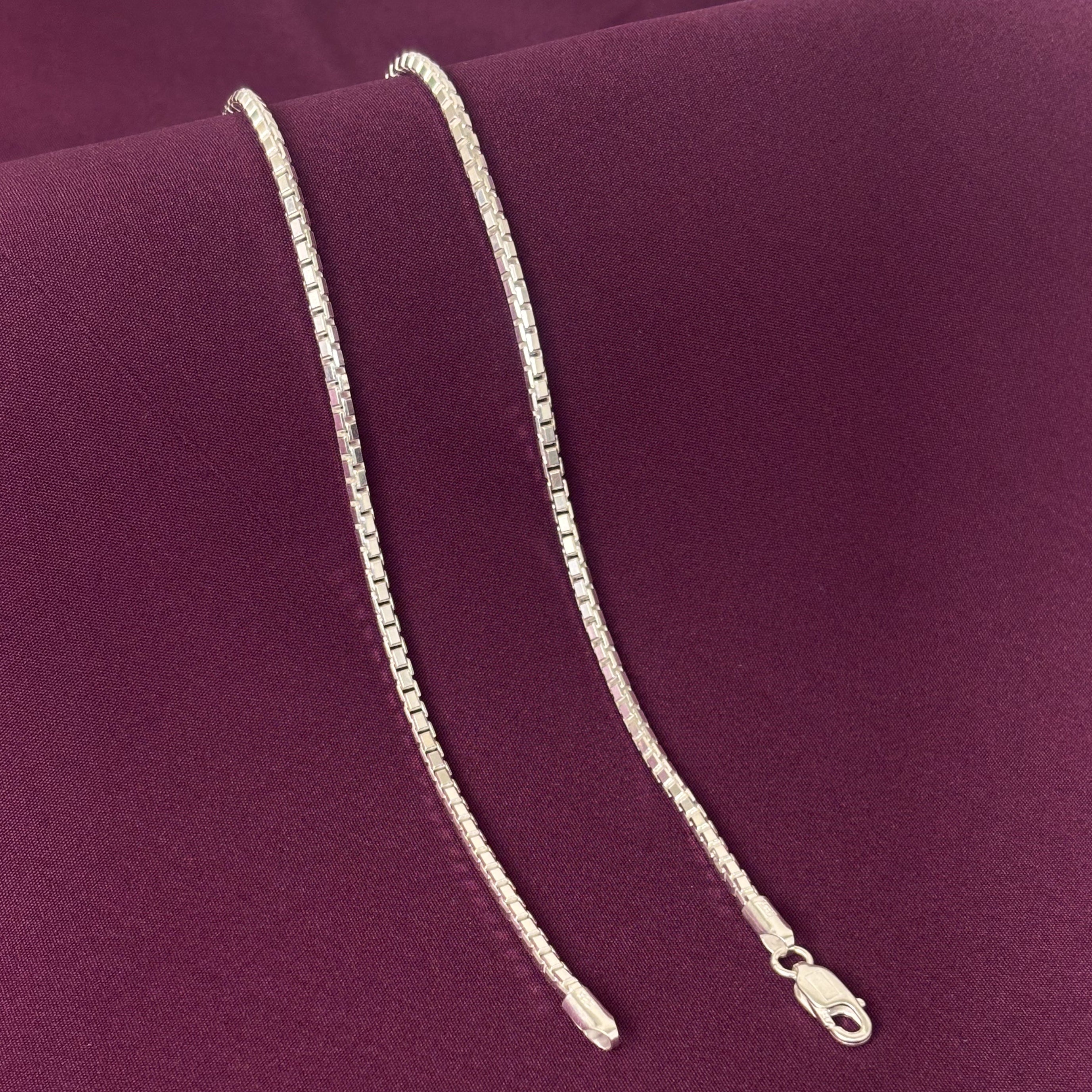Men’s 925 Sterling Silver Box Chain | Classic Solid Silver Chain for Men