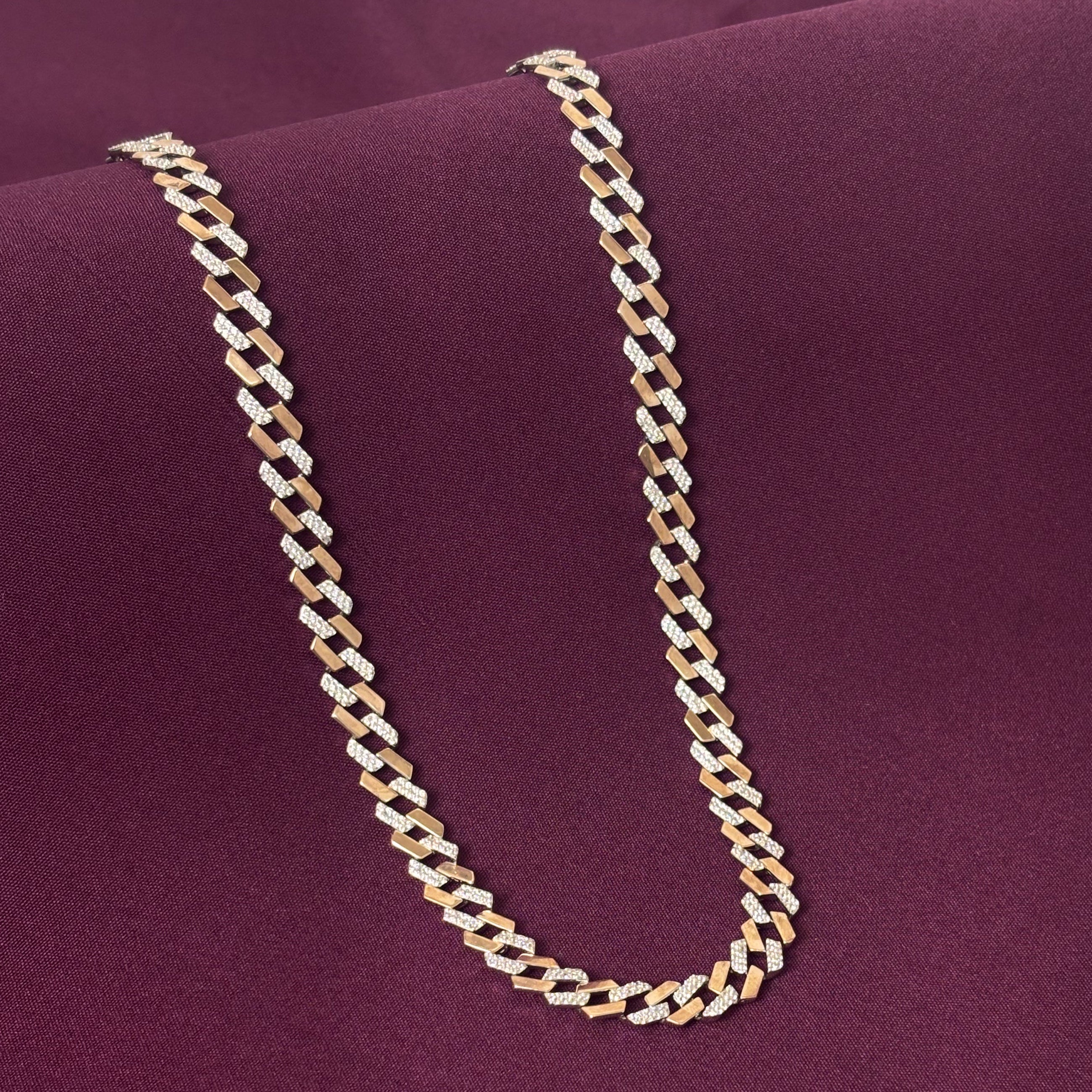 Men’s Two-Tone Cuban Chain in 925 Sterling Silver | Gold & Silver Finish Statement Chain