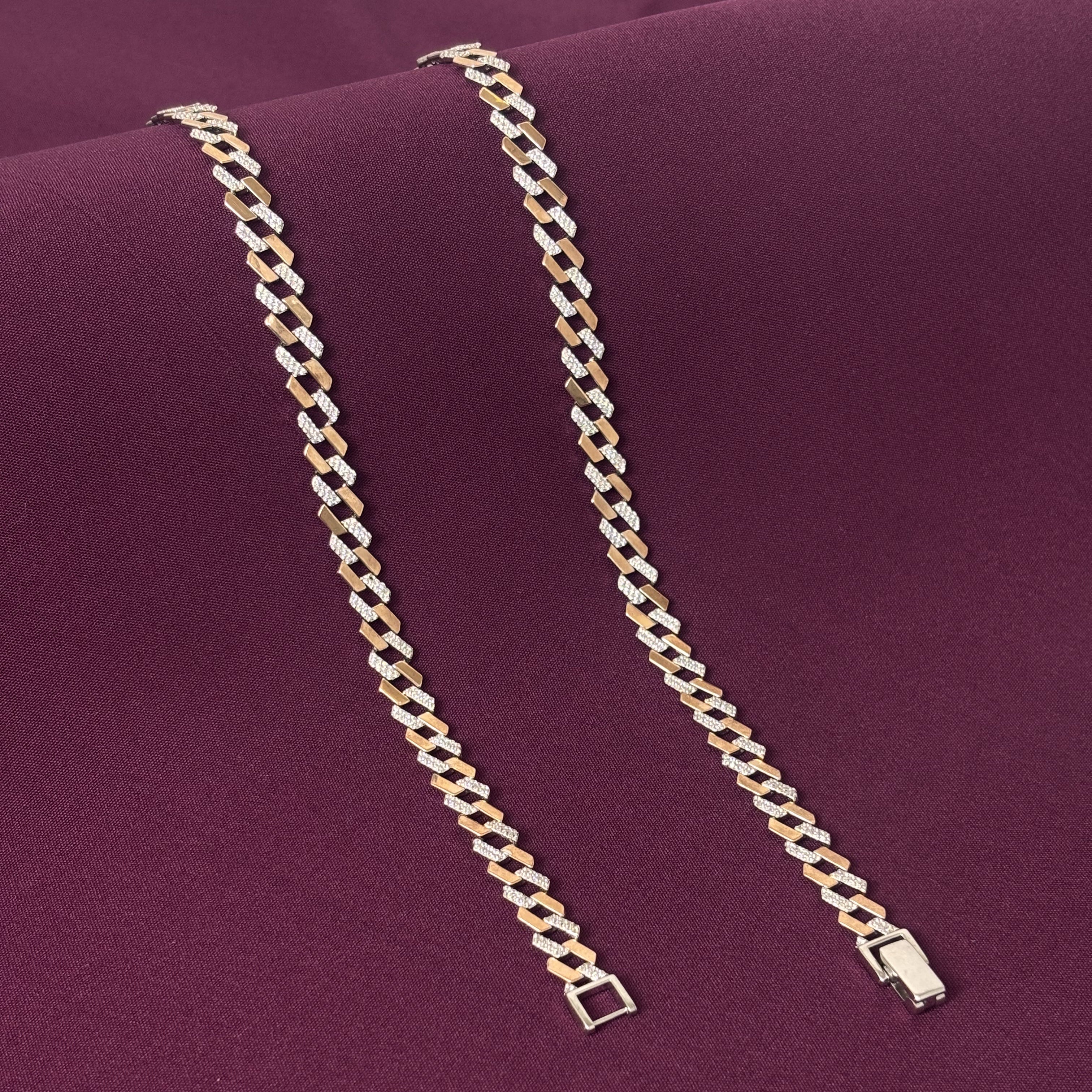 Men’s Two-Tone Cuban Chain in 925 Sterling Silver | Gold & Silver Finish Statement Chain