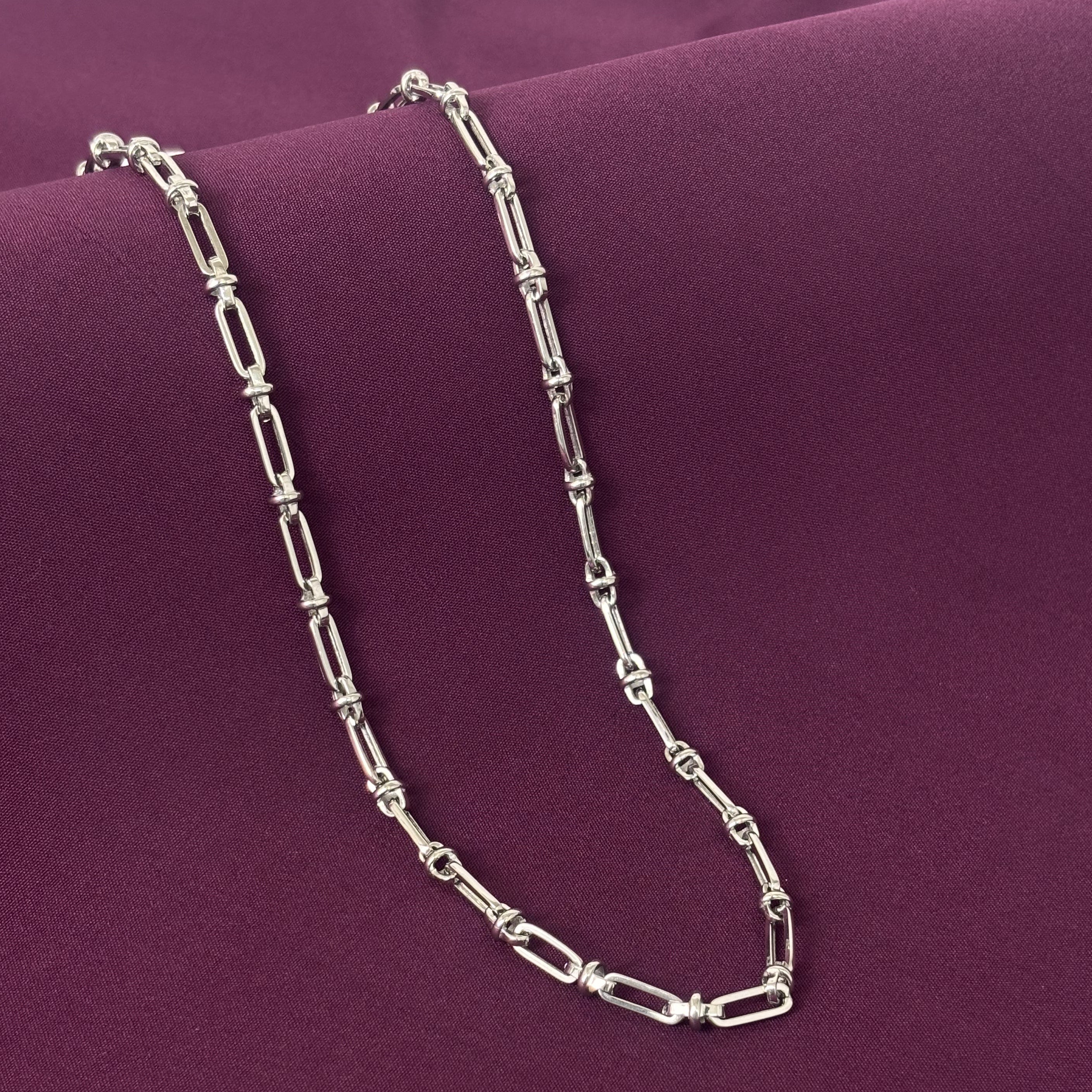 Men’s 925 Sterling Silver Elongated Link Chain | Modern Rectangular Silver Chain for Men