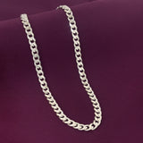 Men’s 925 Sterling Silver Cuban Chain | Solid Curb Link Silver Chain for Men