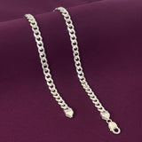 Men’s 925 Sterling Silver Cuban Chain | Solid Curb Link Silver Chain for Men