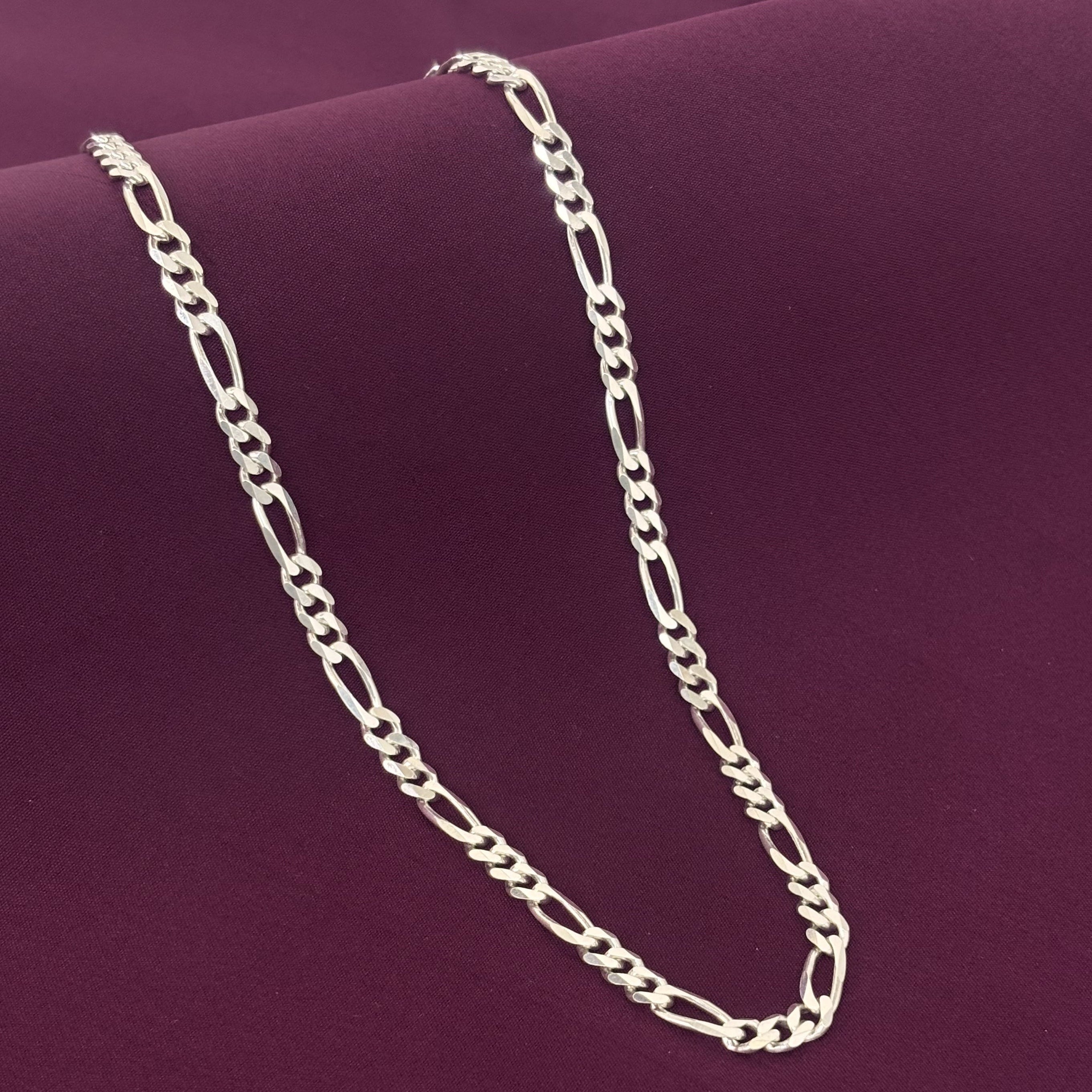 Men’s 925 Sterling Silver Figaro Chain | Classic Solid Silver Chain for Men
