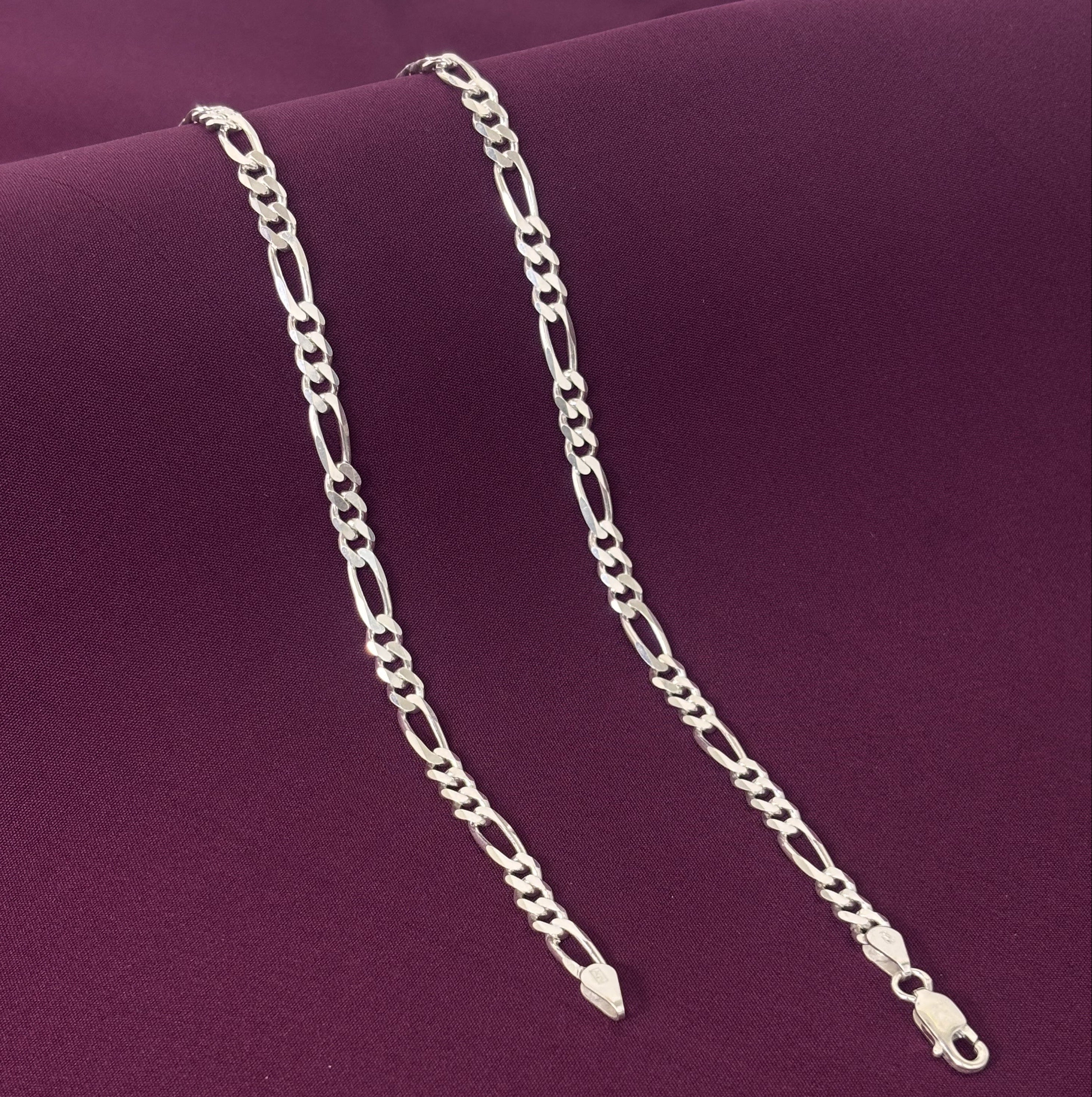 Men’s 925 Sterling Silver Figaro Chain | Classic Solid Silver Chain for Men