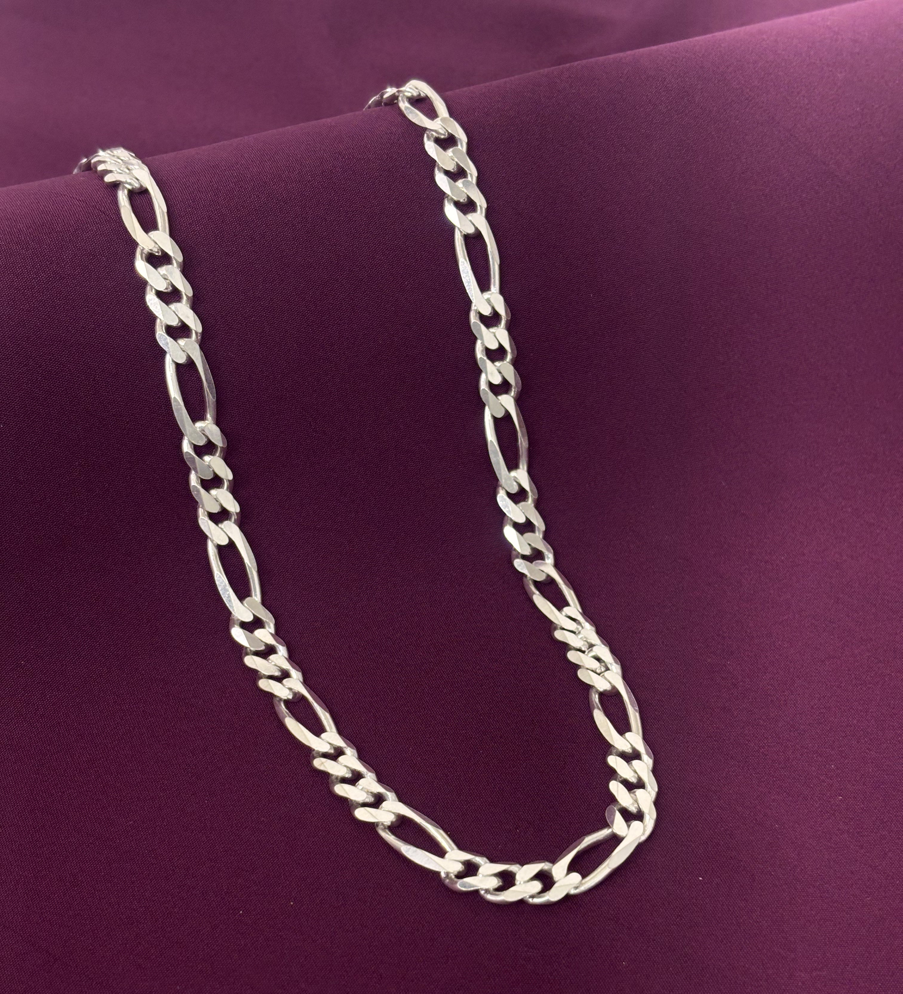 Men’s 925 Sterling Silver Figaro Chain | Classic 3+1 Link Silver Chain