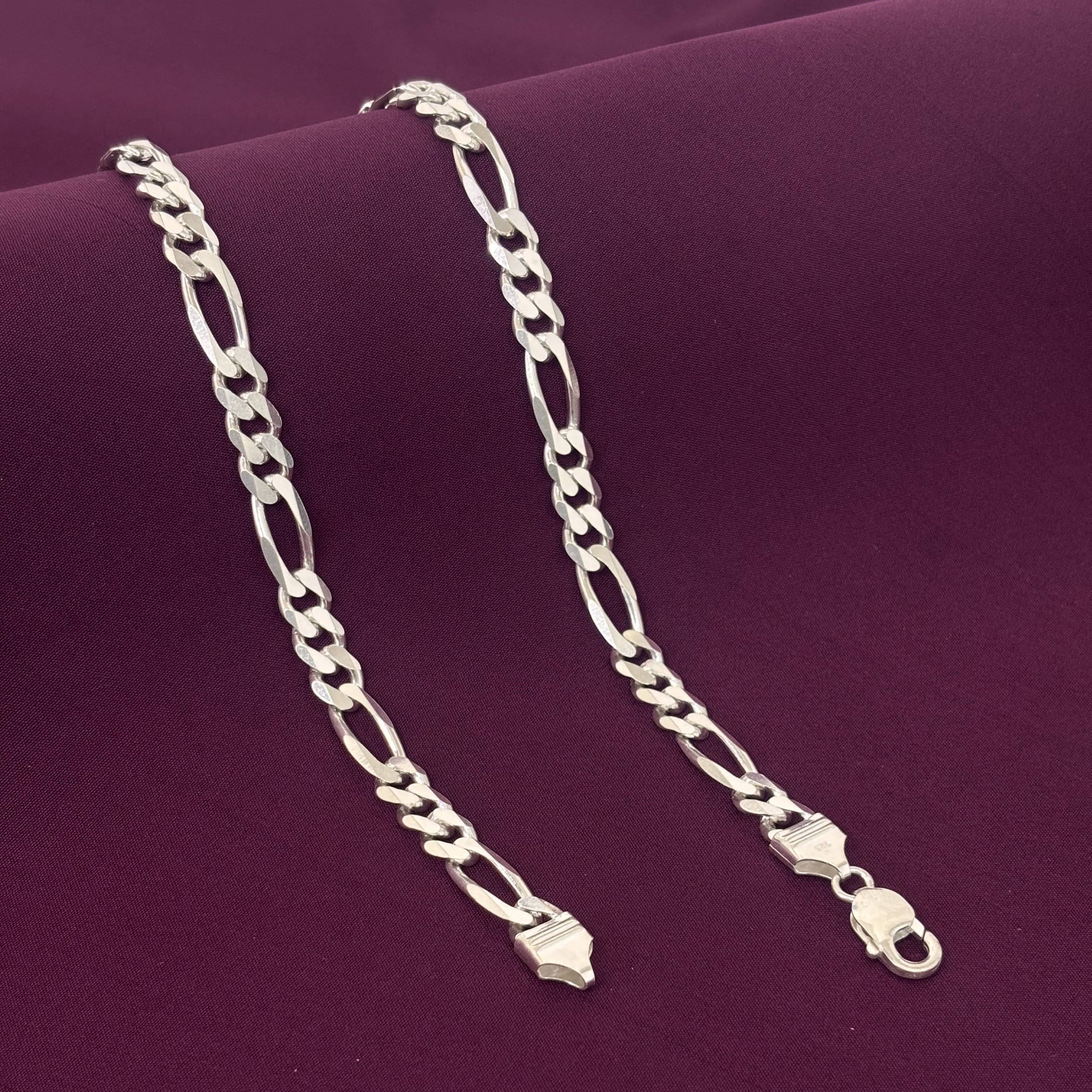 Men’s 925 Sterling Silver Figaro Chain | Classic 3+1 Link Silver Chain