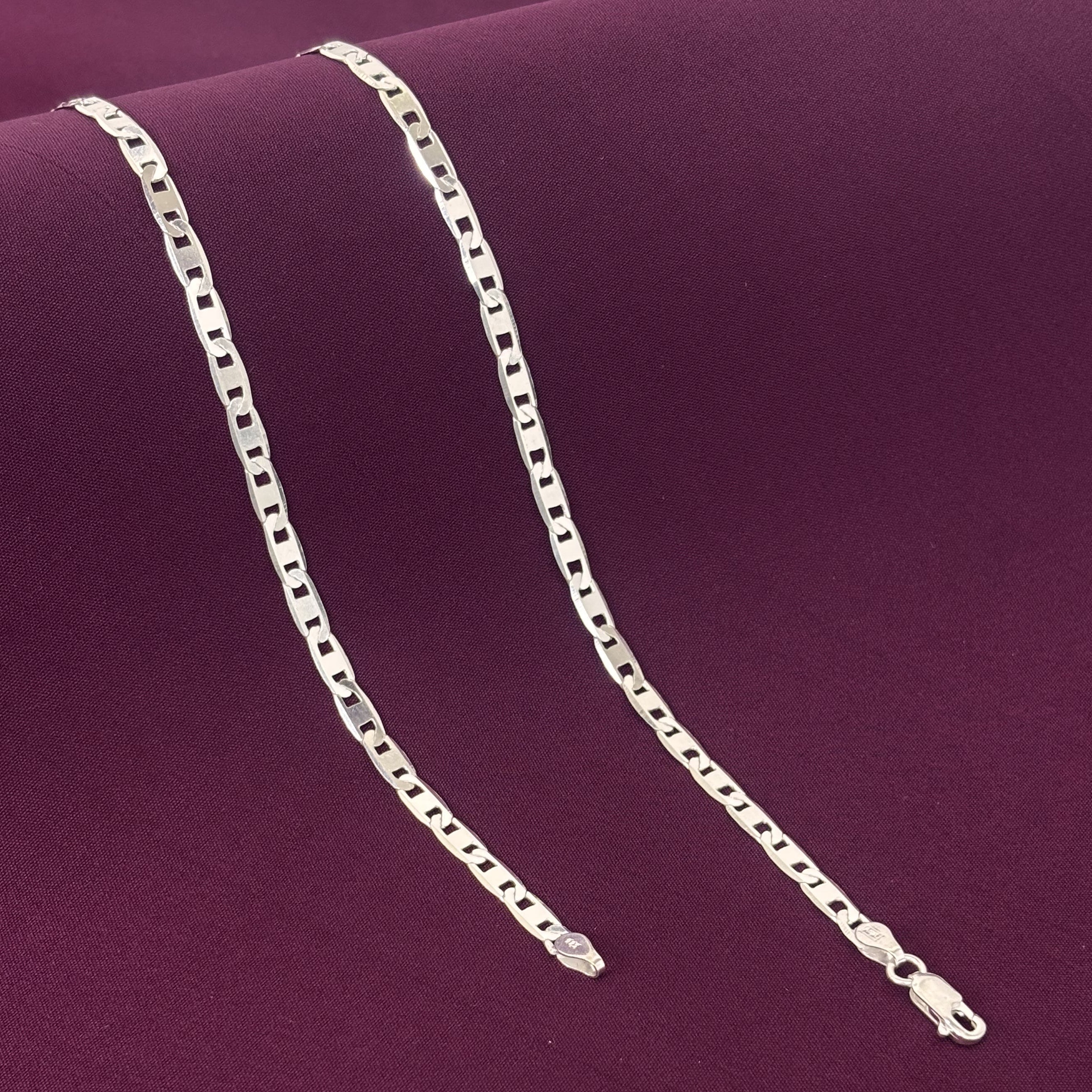Men’s 925 Sterling Silver Long Link Chain | Modern Rectangular Silver Chain