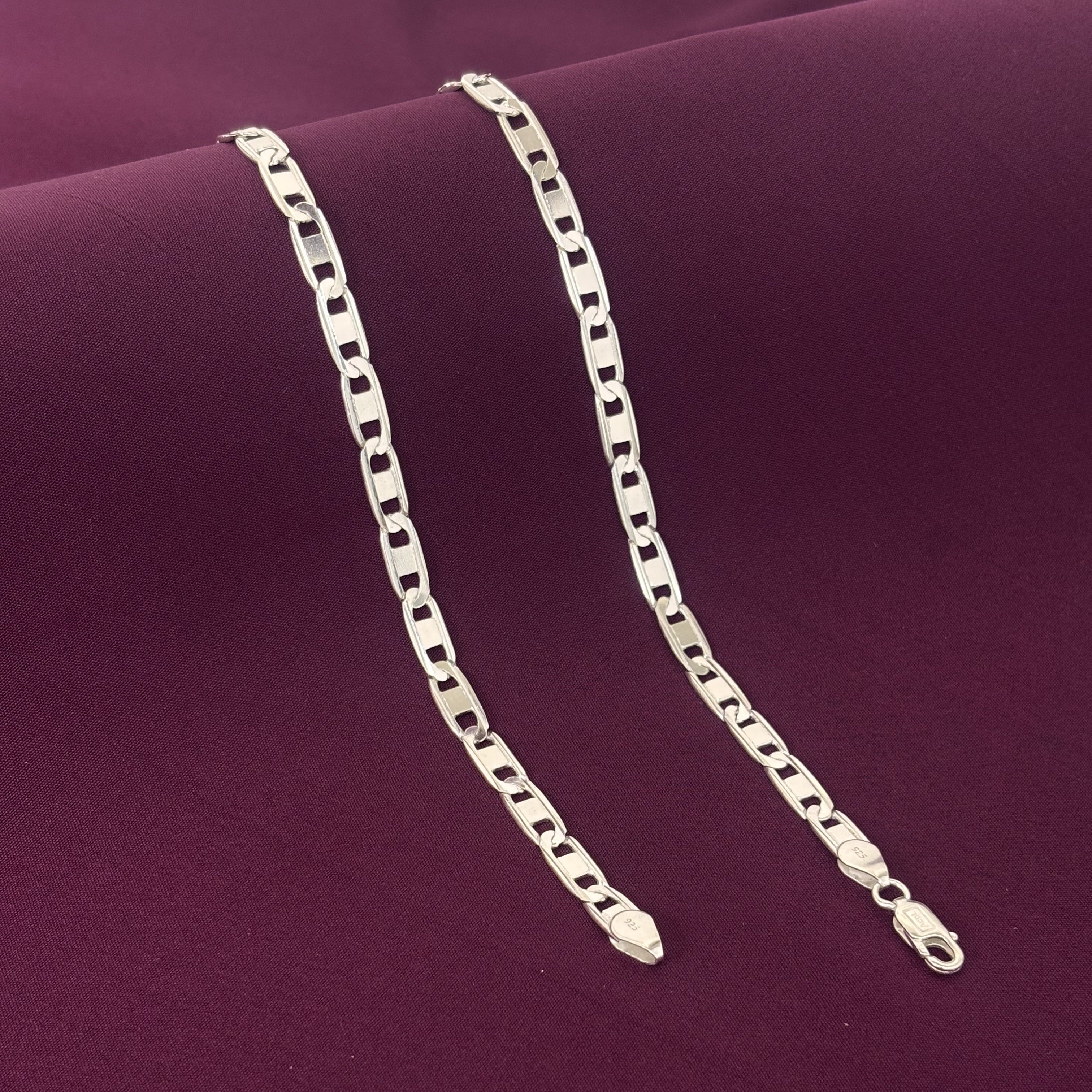 Men’s 925 Sterling Silver Long Rectangular Link Chain - 925 Silver