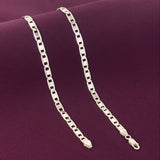 Men’s 925 Sterling Silver Long Rectangular Link Chain | Minimal Silver Chain