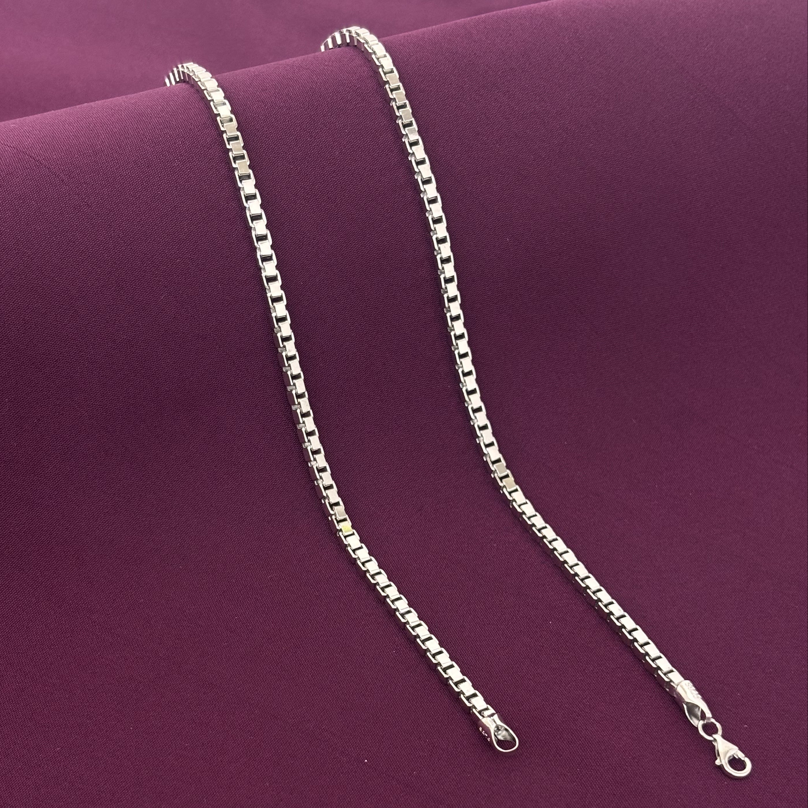 Men’s 925 Sterling Silver Box Link Chain | Minimal Square Silver Chain