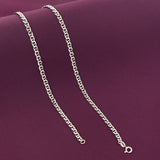 Men’s 925 Sterling Silver Curb Link Chain | Classic Flat Silver Chain