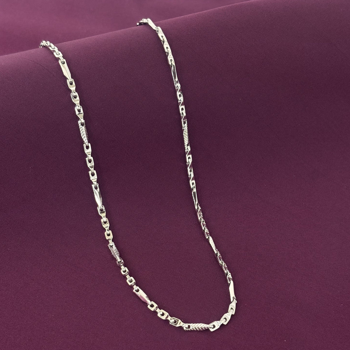 Men’s 925 Sterling Silver Designer Link Chain | Textured Pattern Silver Chain