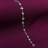925 Sterling Silver Star & Floral CZ Bracelet for Women