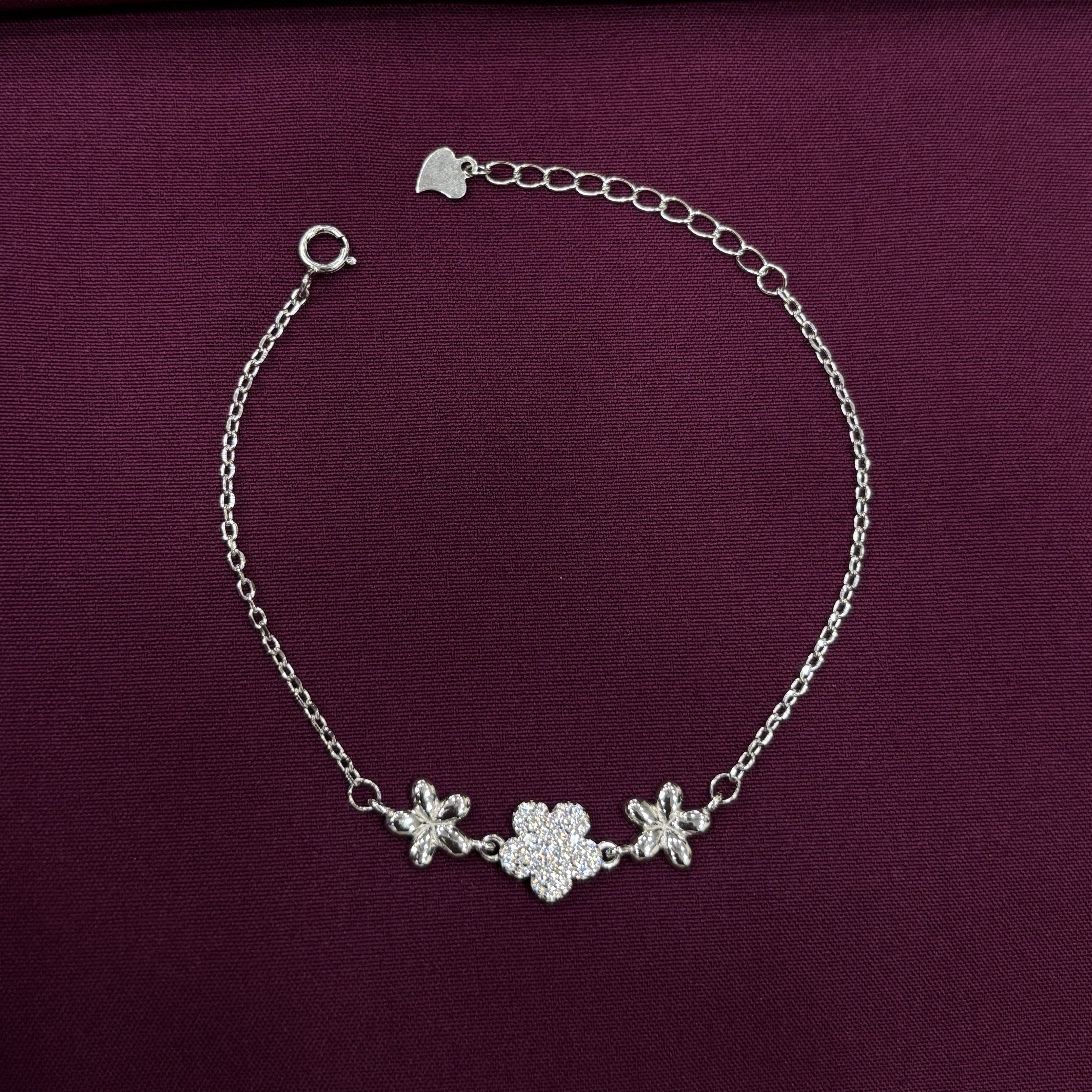 925 Sterling Silver Floral CZ Bracelet for Women