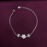 925 Sterling Silver Floral CZ Bracelet for Women