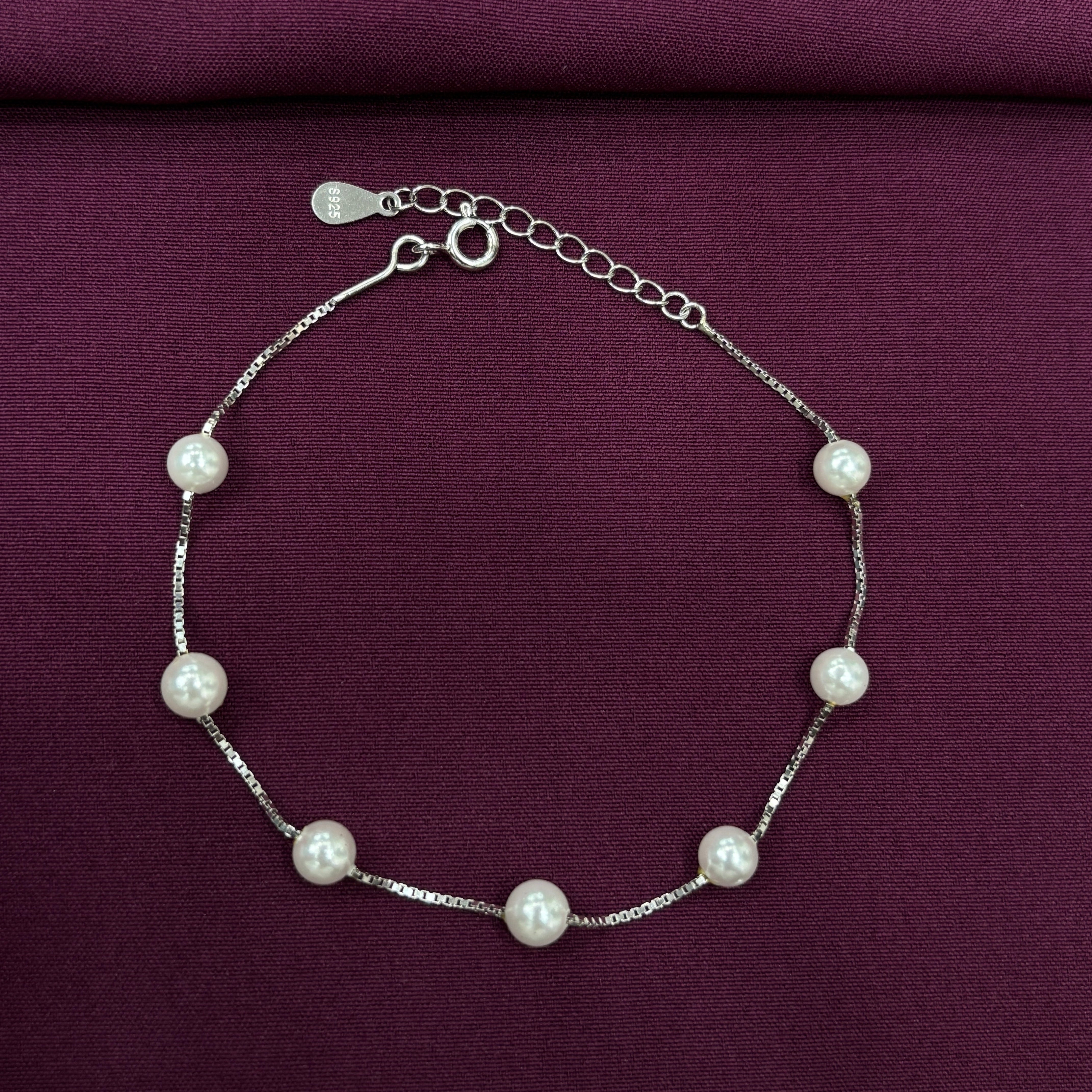 925 Sterling Silver Pearl Bracelet for Women