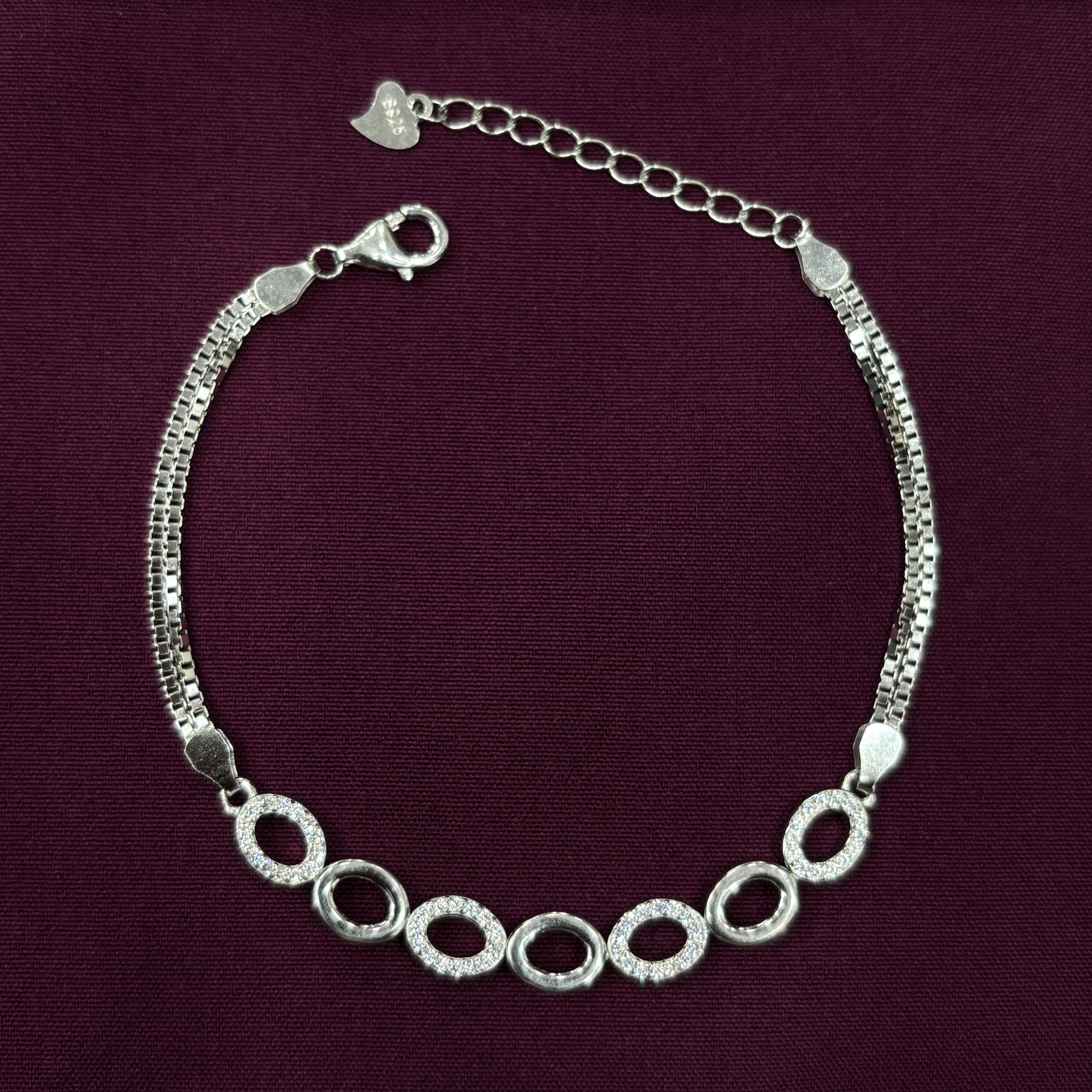 925 Sterling Silver Oval CZ Link Bracelet for Women | Elegant Ladies Bracelet