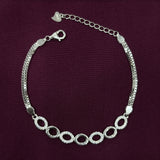 925 Sterling Silver Oval CZ Link Bracelet for Women | Elegant Ladies Bracelet