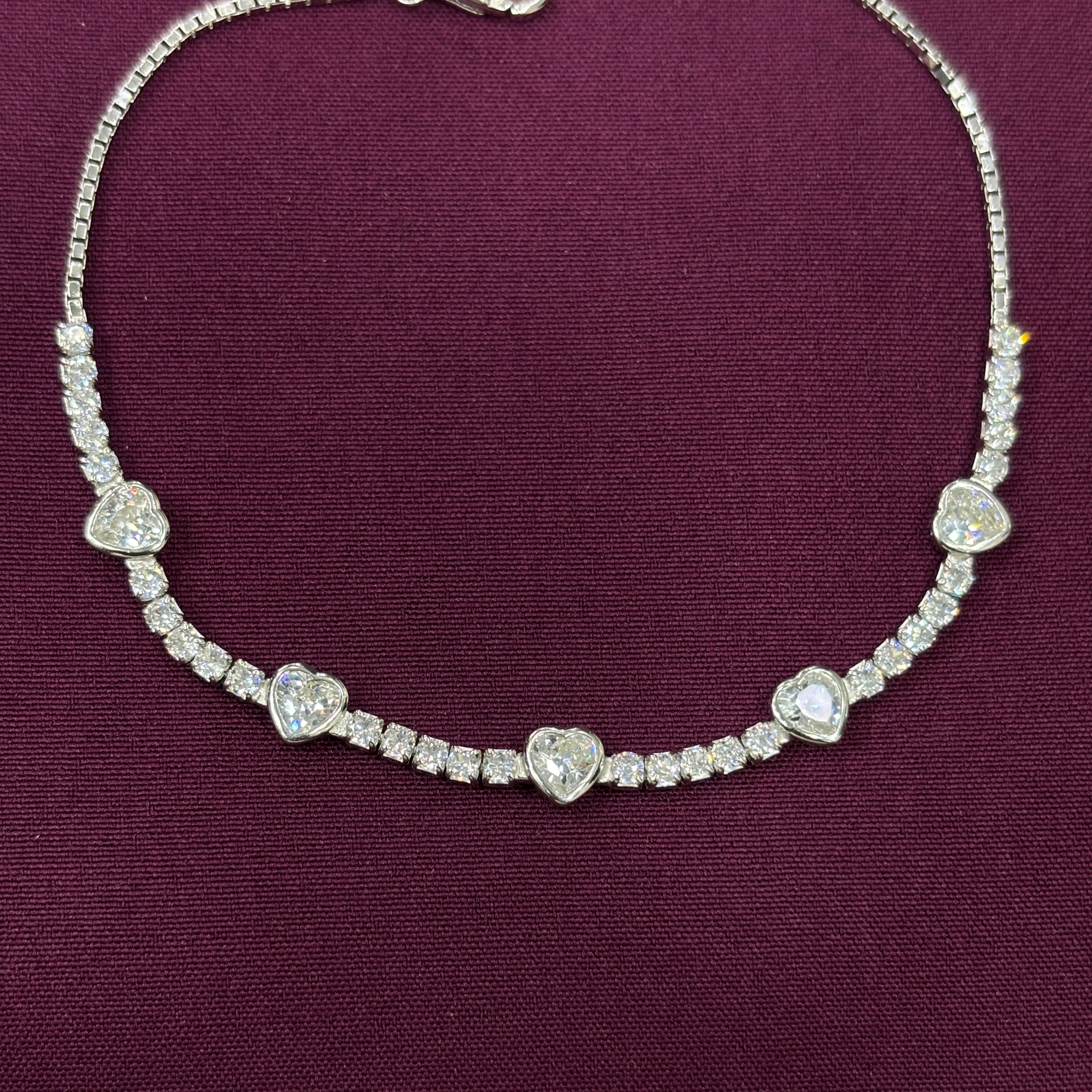925 Sterling Silver Heart CZ Bracelet for Women | Elegant Ladies Bracelet