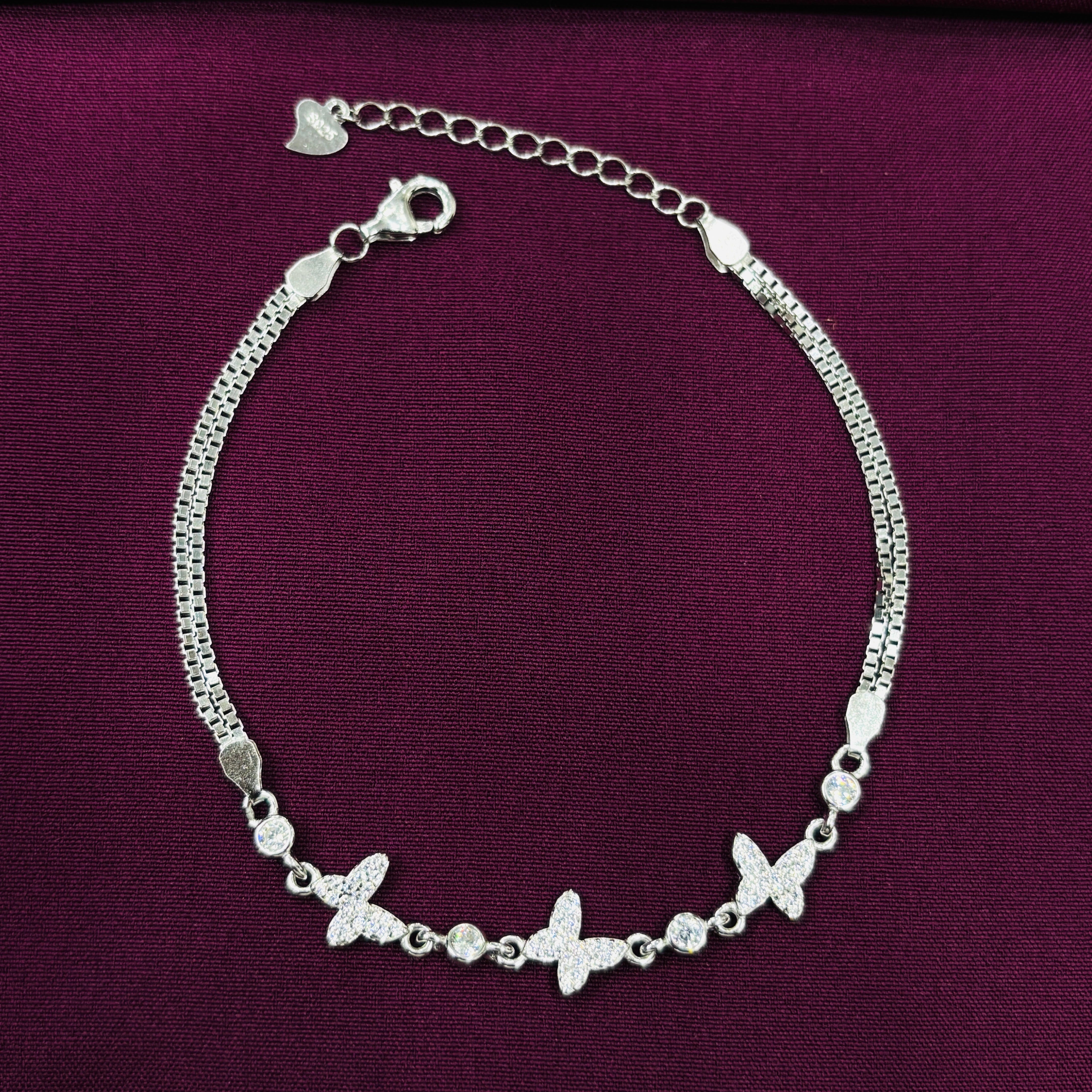 925 Sterling Silver Butterfly Bracelet for Women | CZ Studded Ladies Bracelet