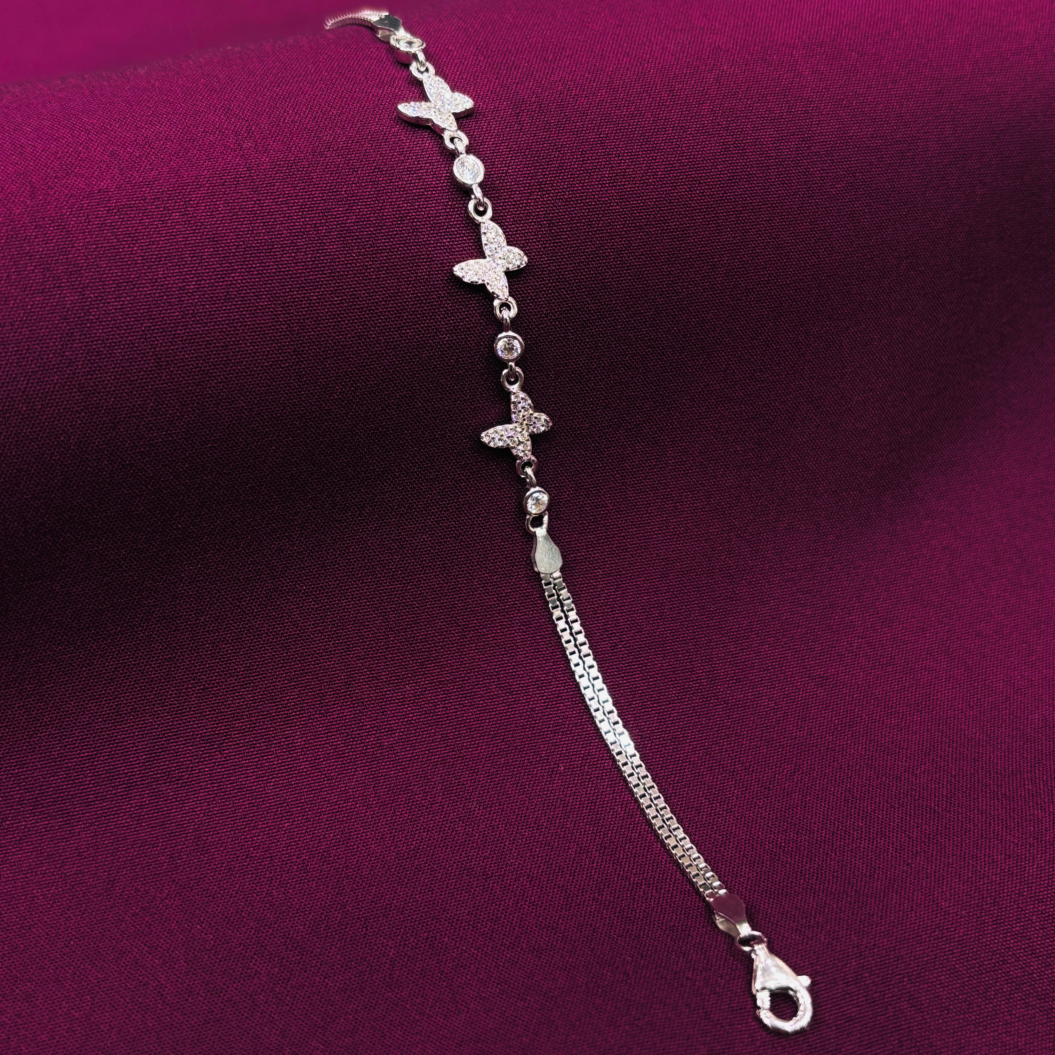 925 Sterling Silver Butterfly Bracelet for Women | CZ Studded Ladies Bracelet