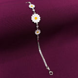 925 Sterling Silver Daisy Flower Bracelet for Women | CZ Floral Bracelet