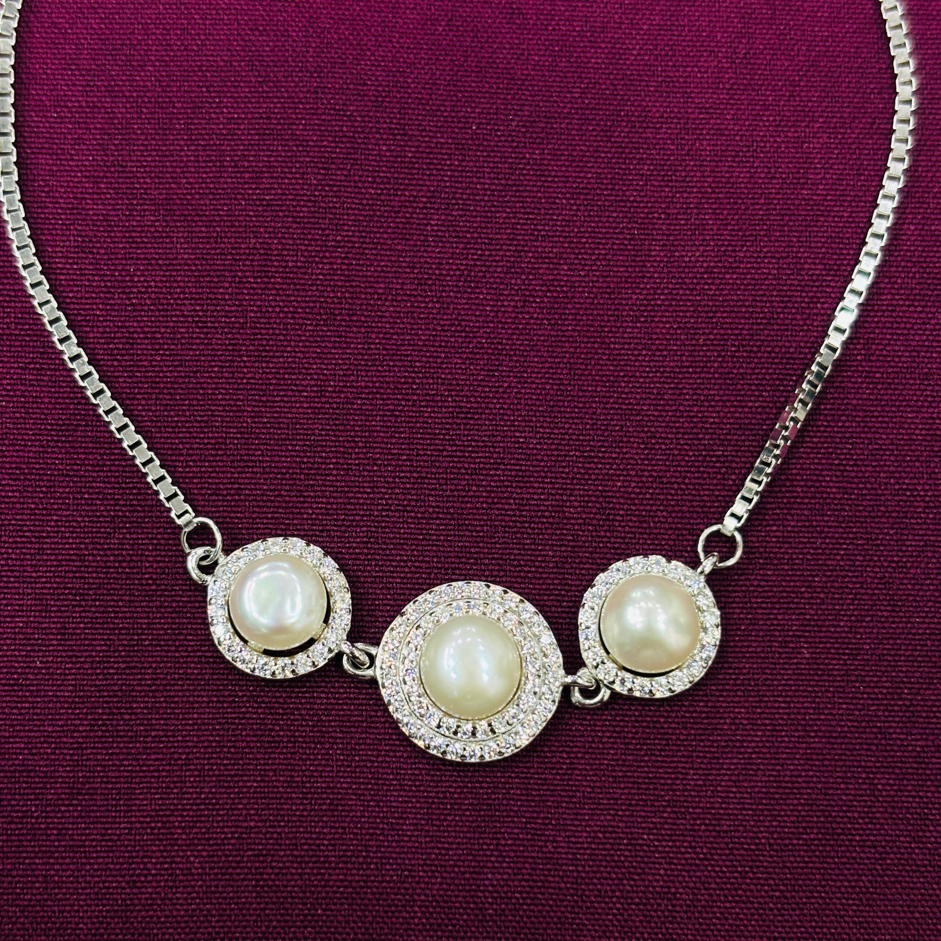 925 Sterling Silver Pearl Charm Bracelet for Women | CZ Studded Adjustable Ladies Bracelet