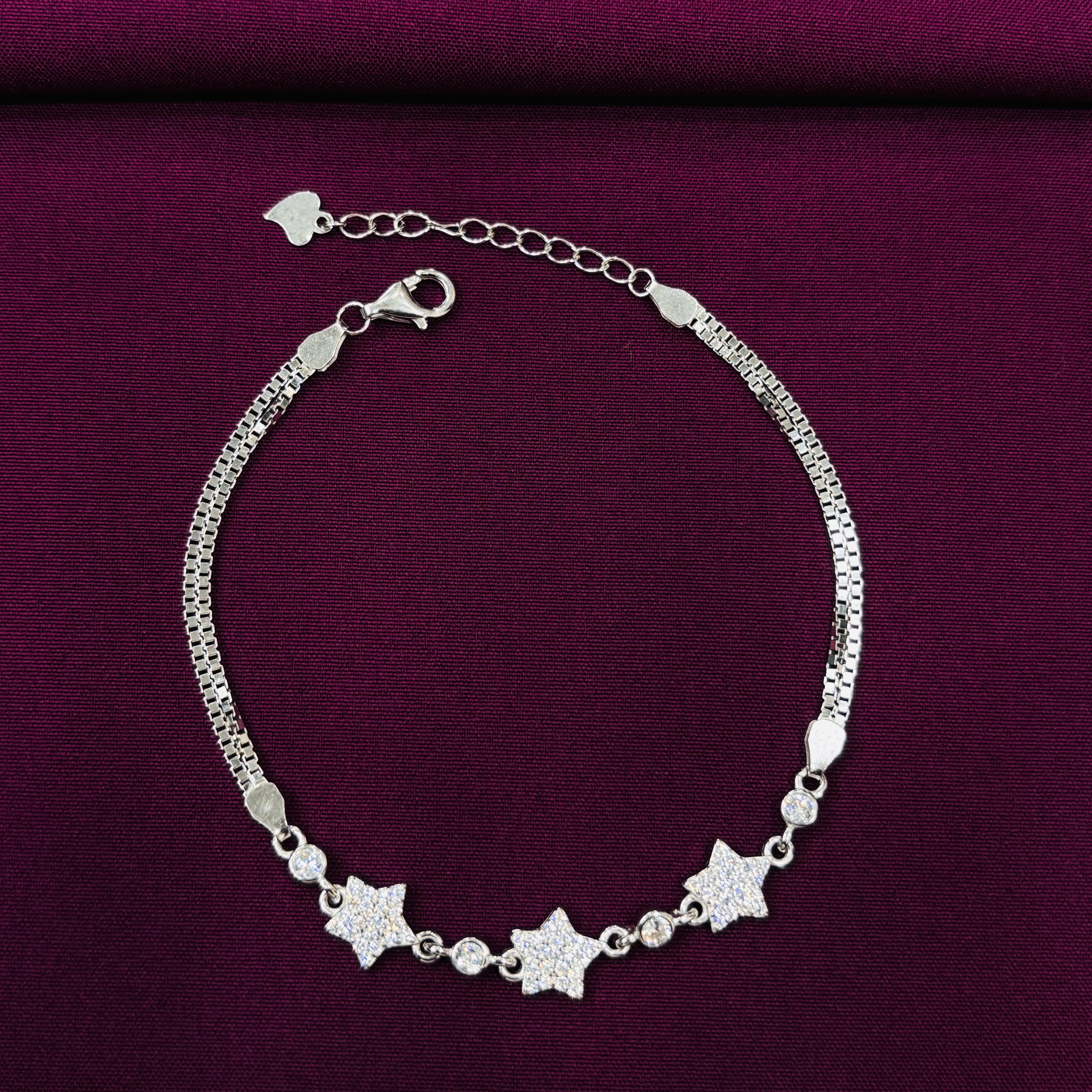 925 Sterling Silver Star Bracelet for Women | CZ Studded Ladies Bracelet