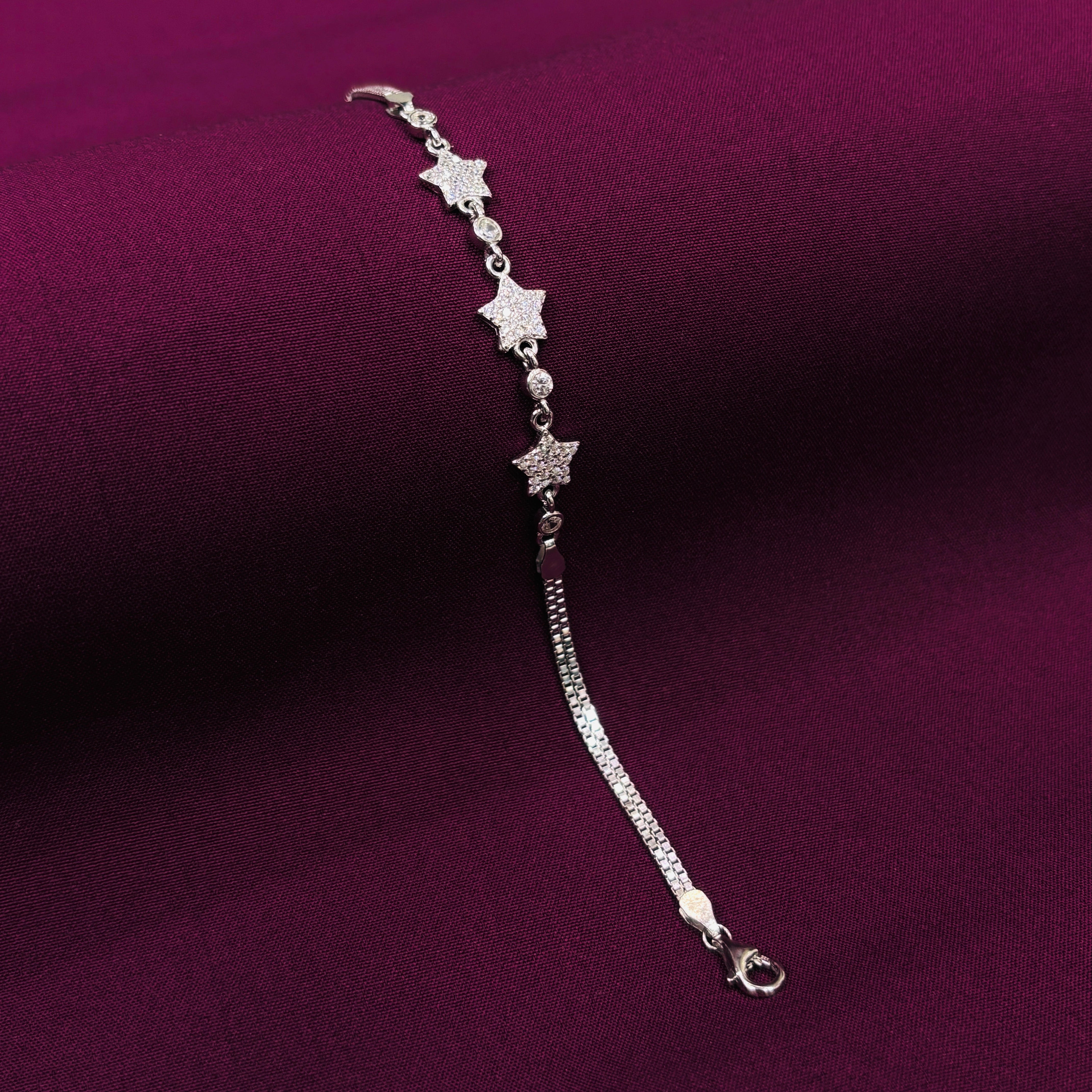 925 Sterling Silver Star Bracelet for Women | CZ Studded Ladies Bracelet