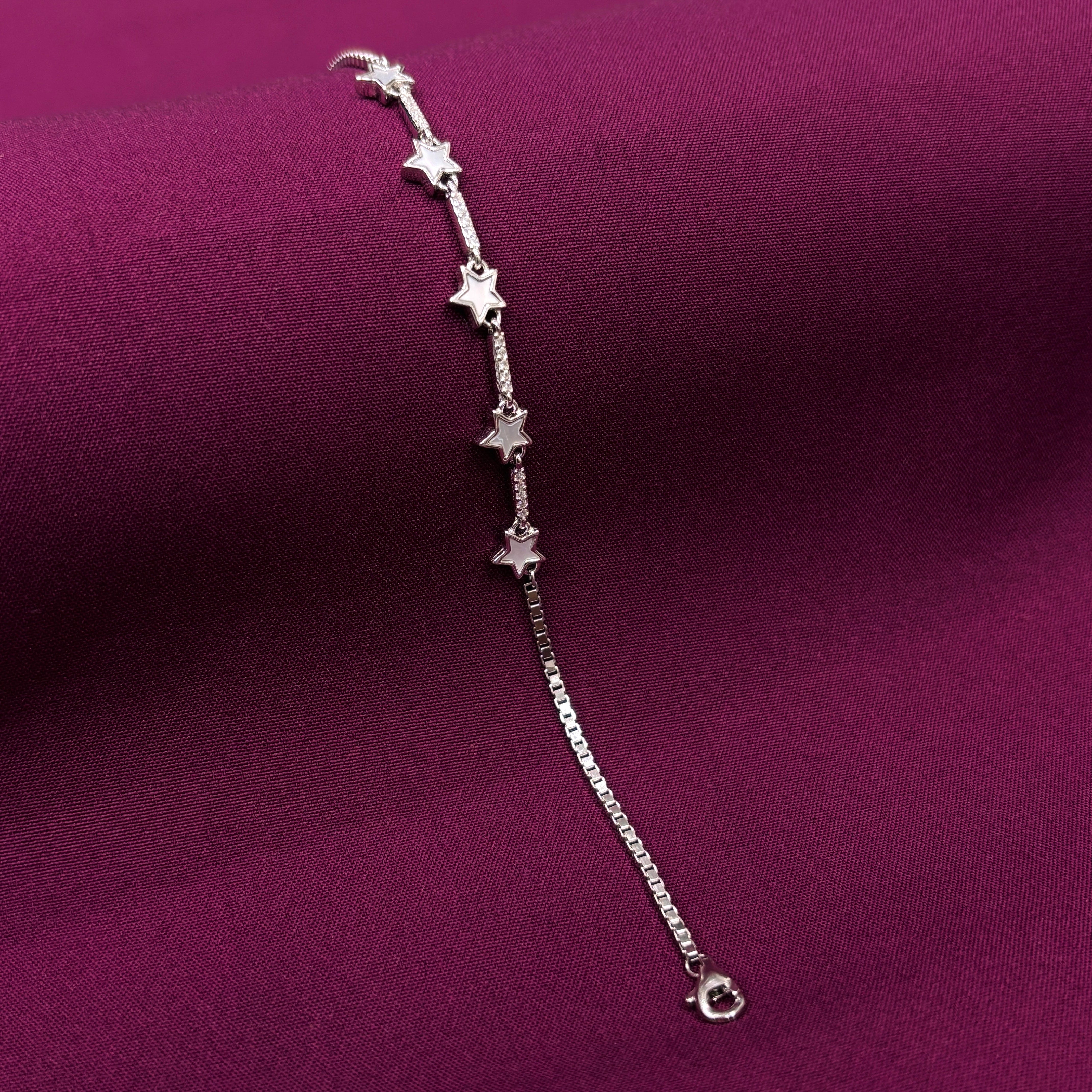 925 Sterling Silver Star Bracelet for Women | CZ Studded Ladies Bracelet