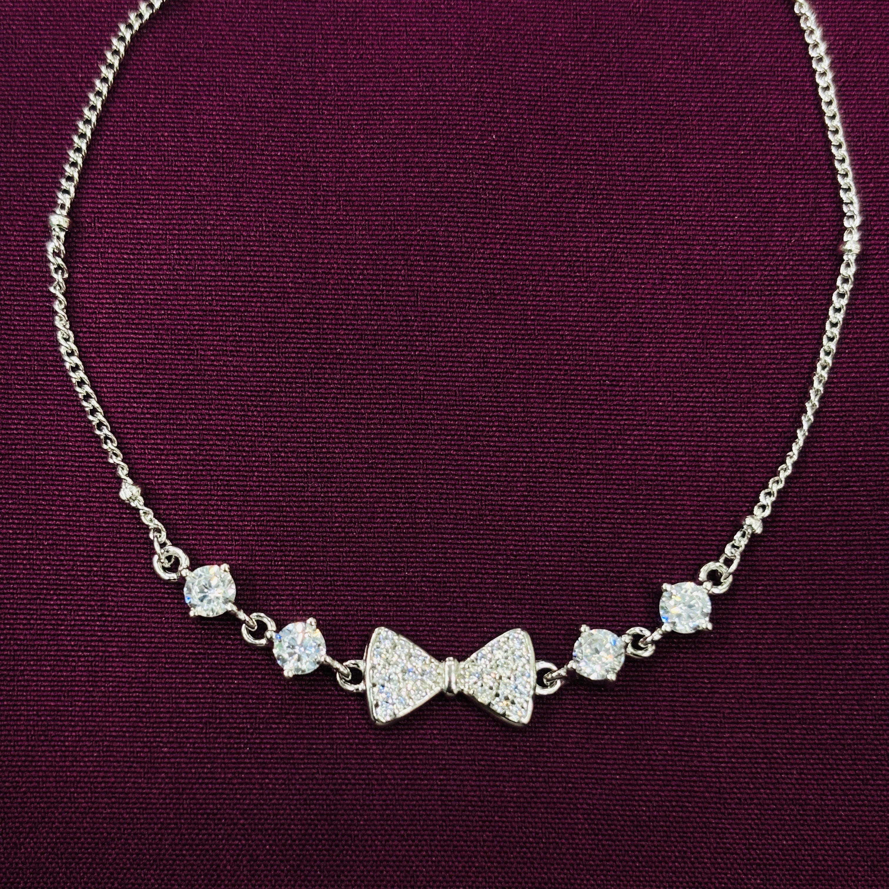 925 Sterling Silver Bow Bracelet for Women | Elegant CZ Studded Ladies Bracelet