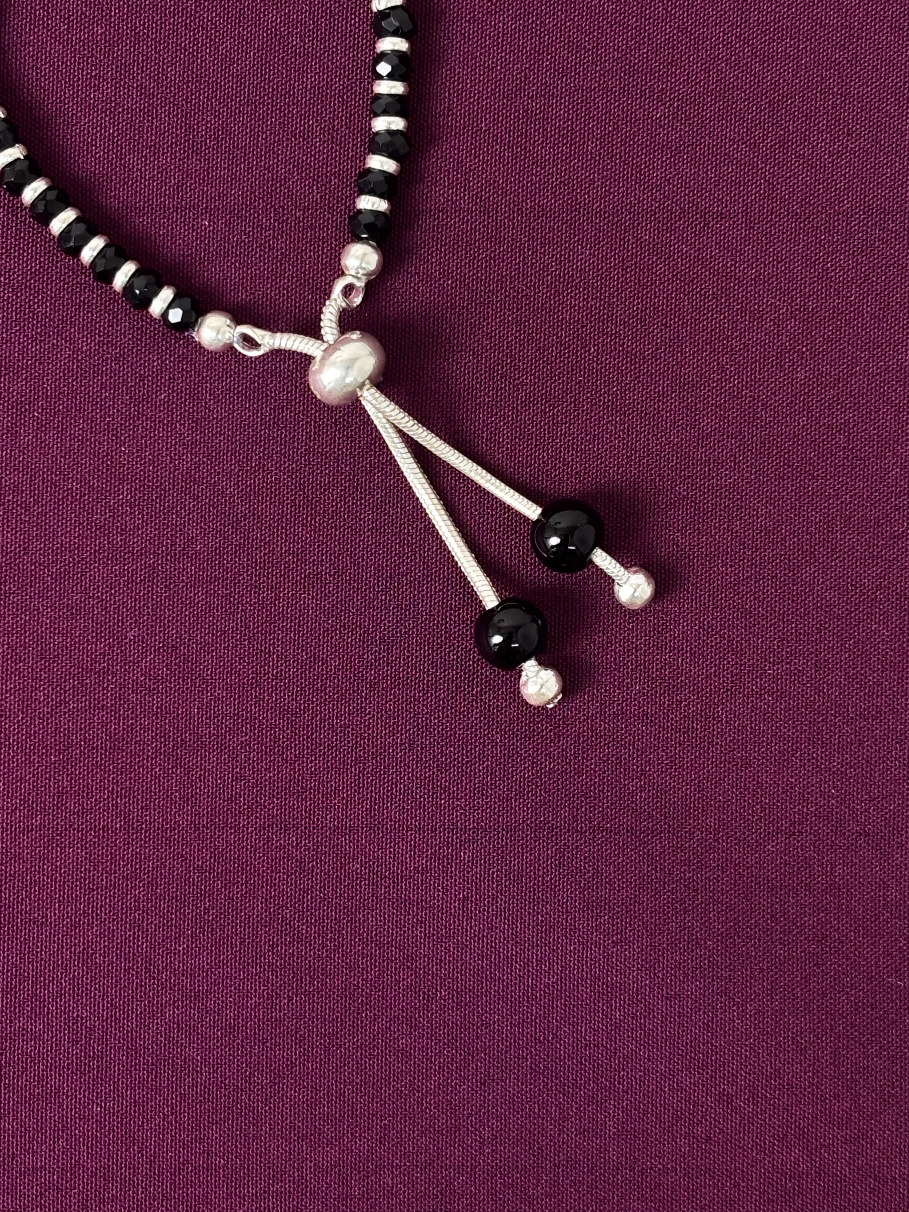 925 Sterling Silver Black Beads Kids Nazariya/Bracelets with Evil Eye (Pair)