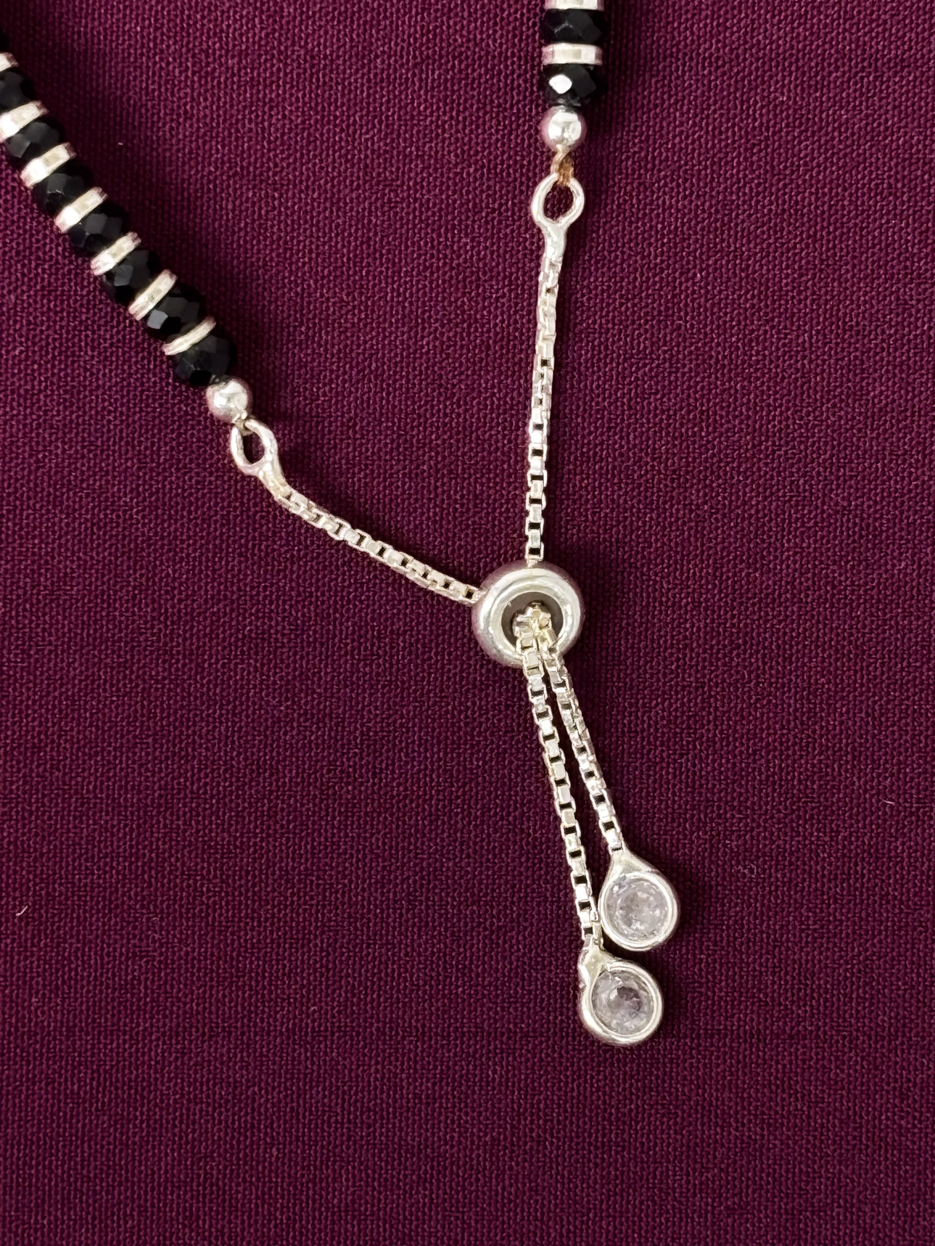 925 Sterling Silver Black Beads Kids Nazariya Adjustable Bracelet