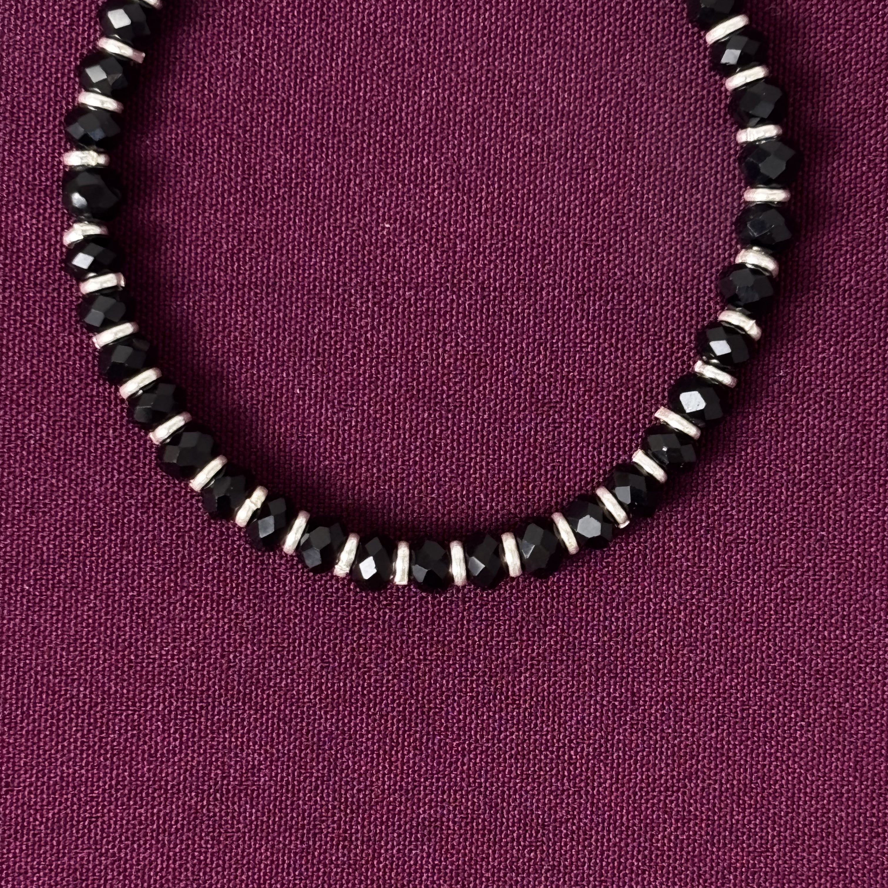 925 Sterling Silver Black Beads Kids Nazariya Adjustable Bracelet