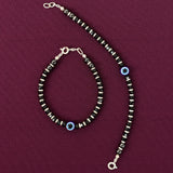 925 Sterling Silver Black Beads Evil Eye Kids Nazariya Bracelet Pair